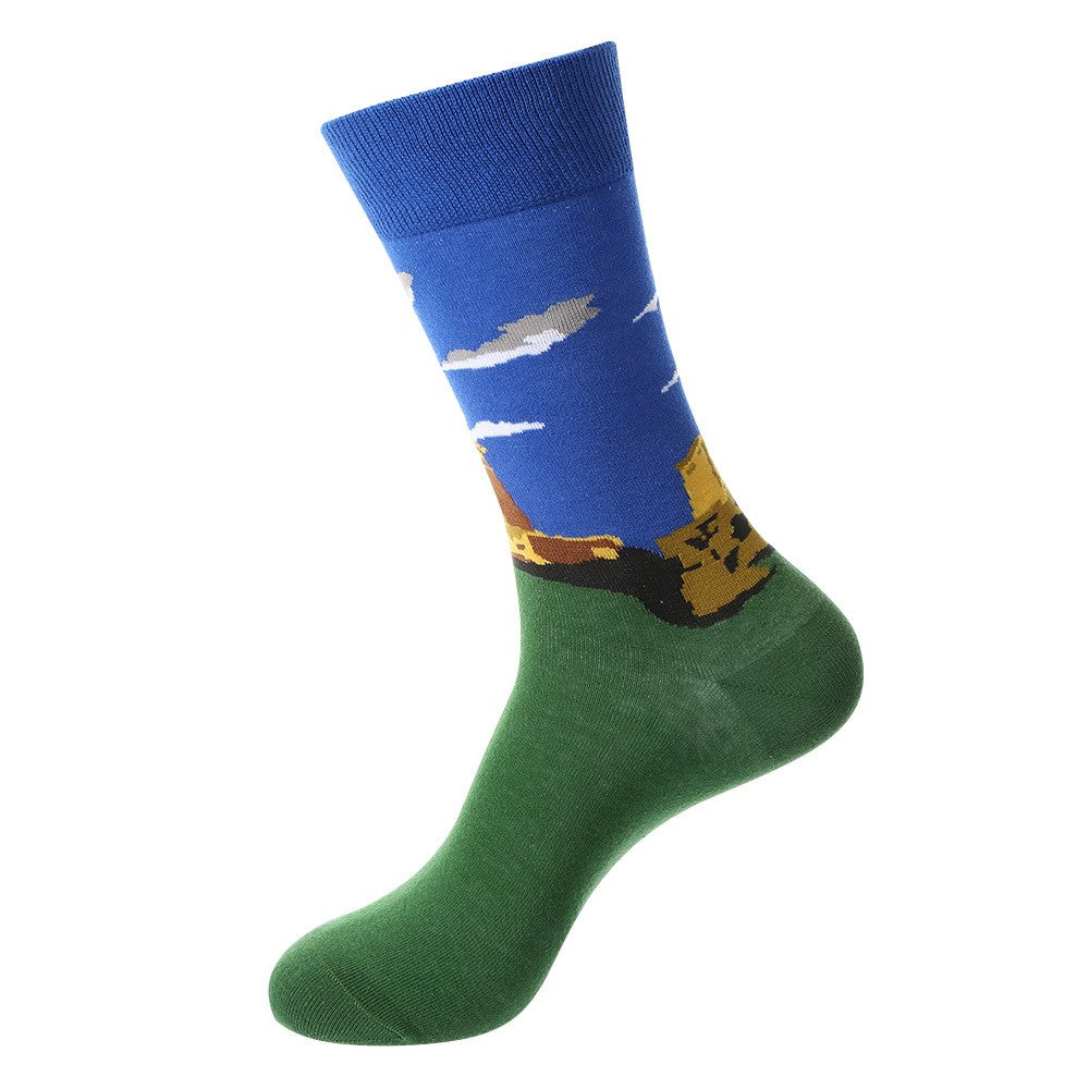 Landmark Sock – Scotland Crew Socks featuring Scottish castle and countryside landscape design, unisex crew socks