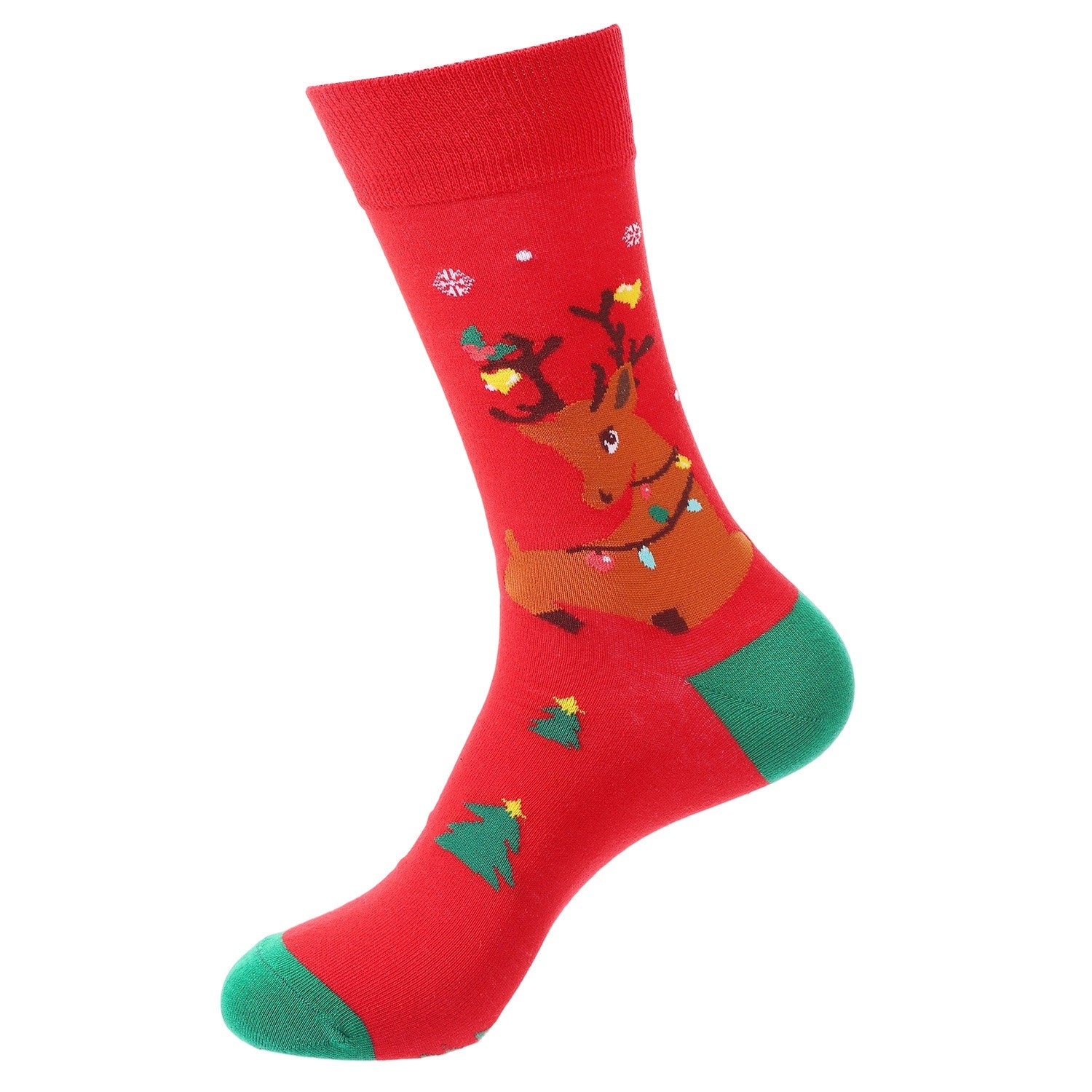 Reindeer Christmas Socks β Festive Red Crew with Lights (Unisex)