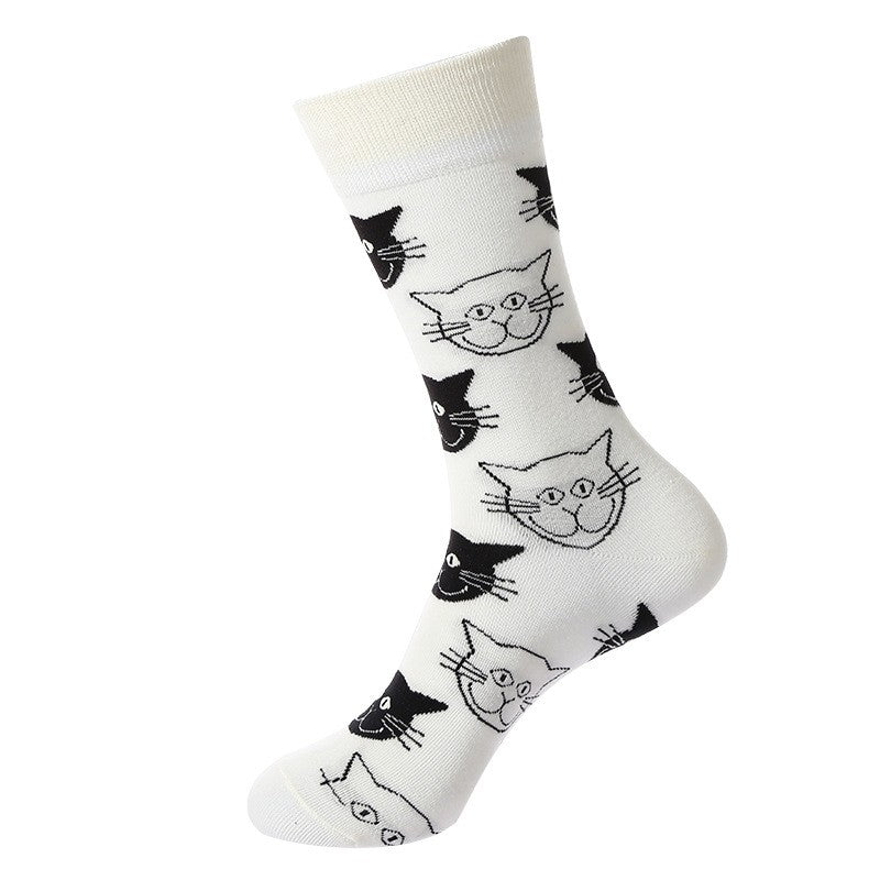 Animal Socks – Sketch Cat Face Crew Socks