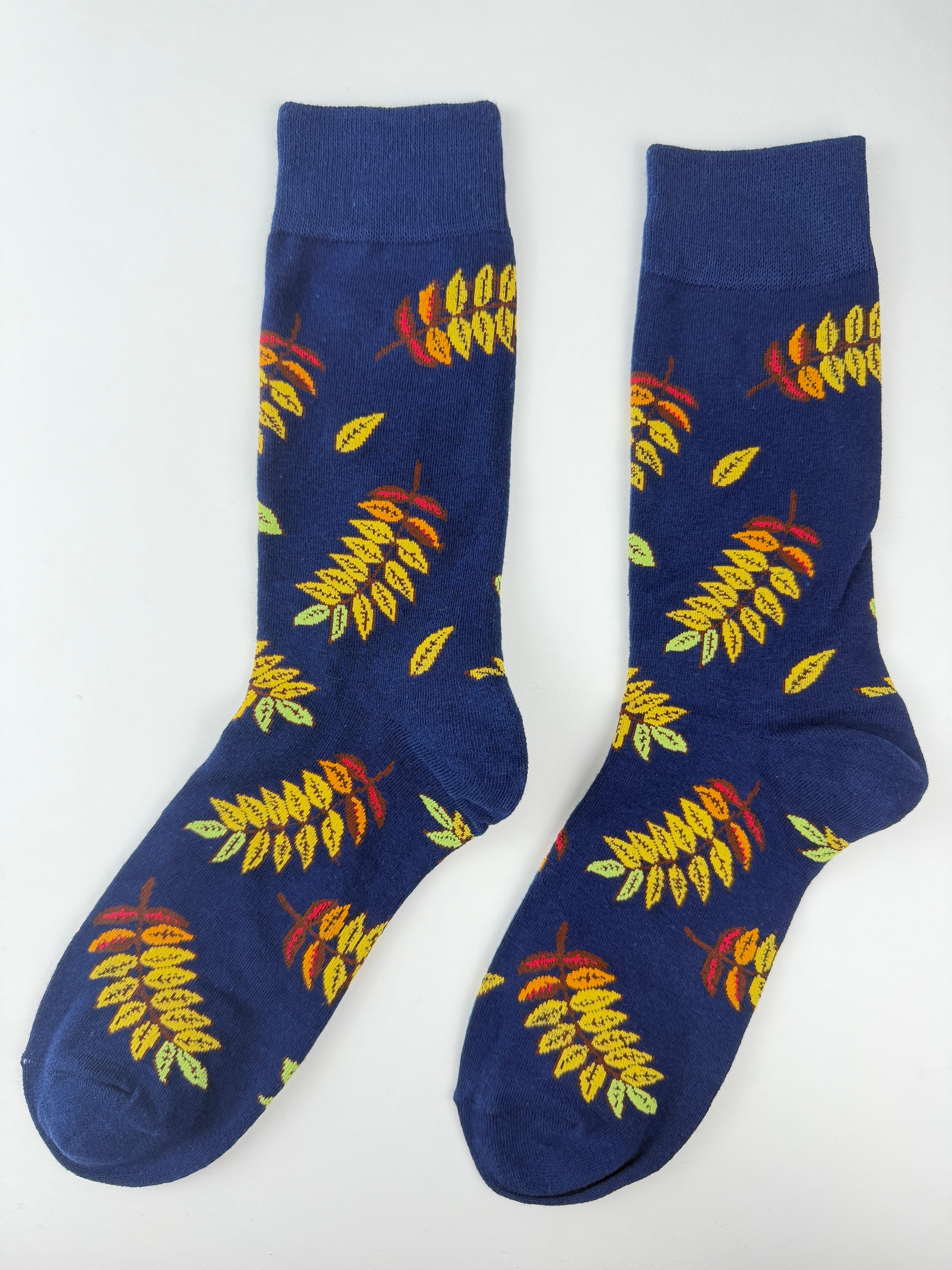 Leaf Socks – Navy Autumn Leaves Socks