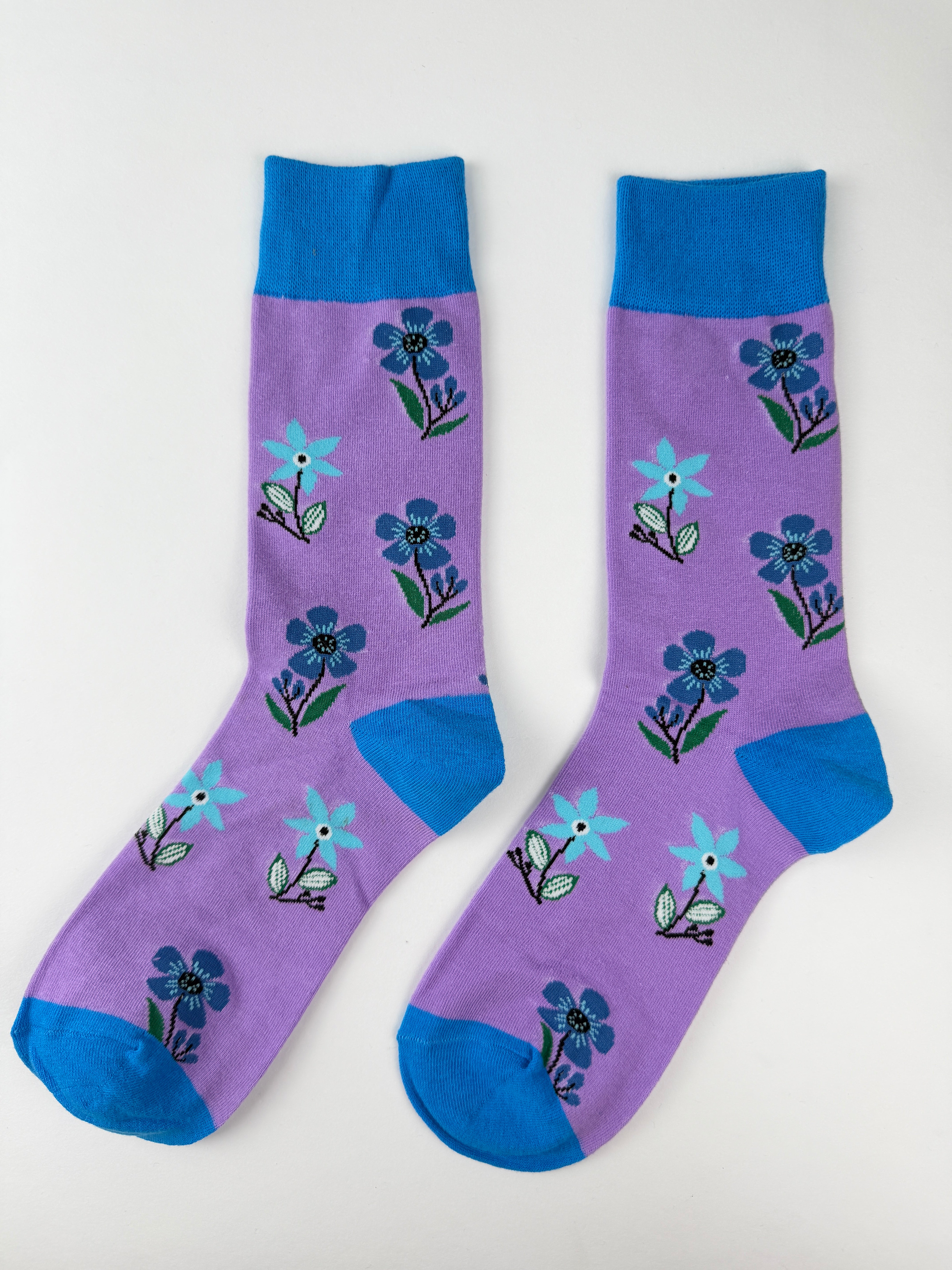 Floral Socks – Blue Wildflower Crew Socks Unisex