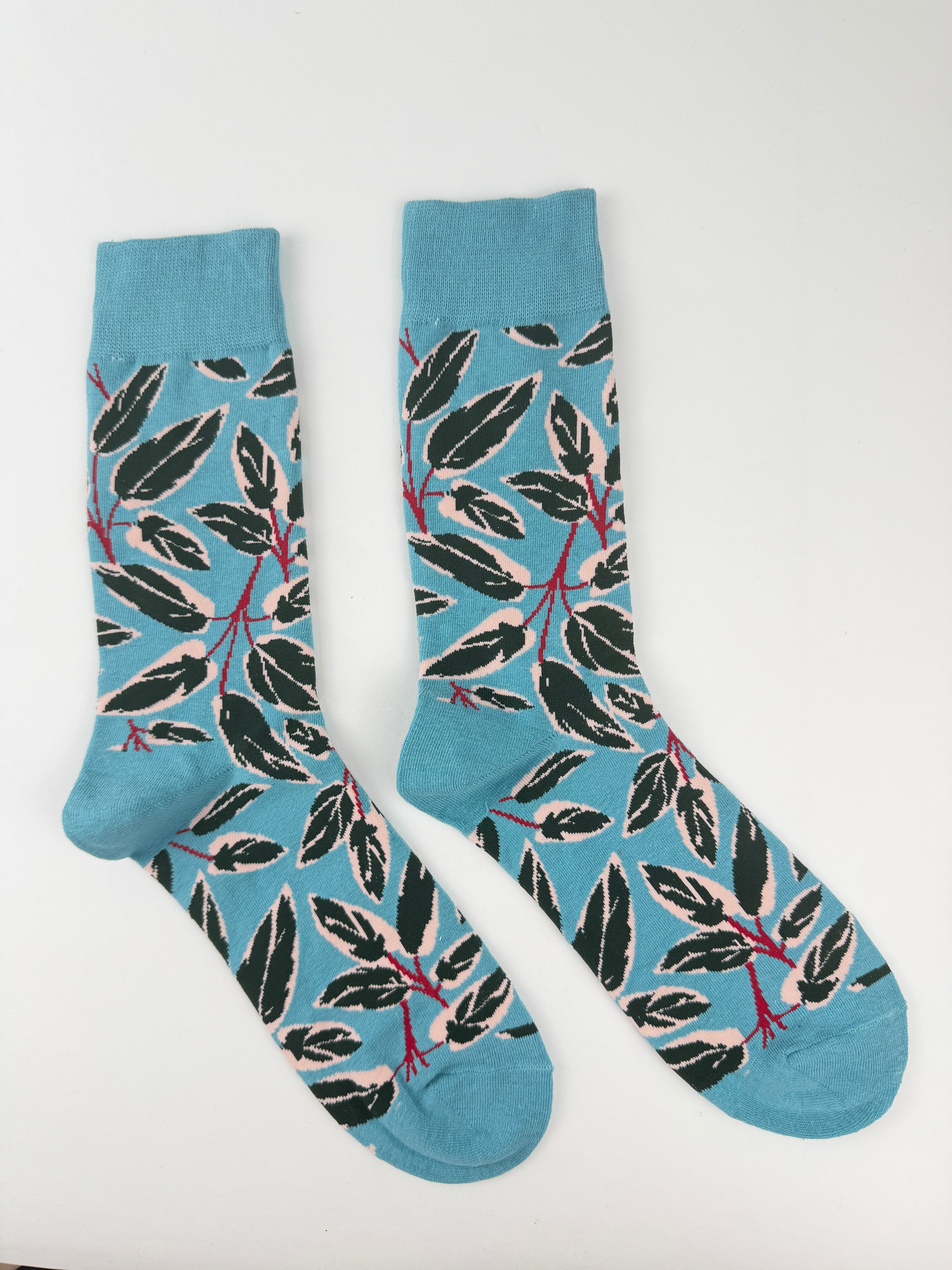 Leaf Socks – Sky Blue Botanical Socks