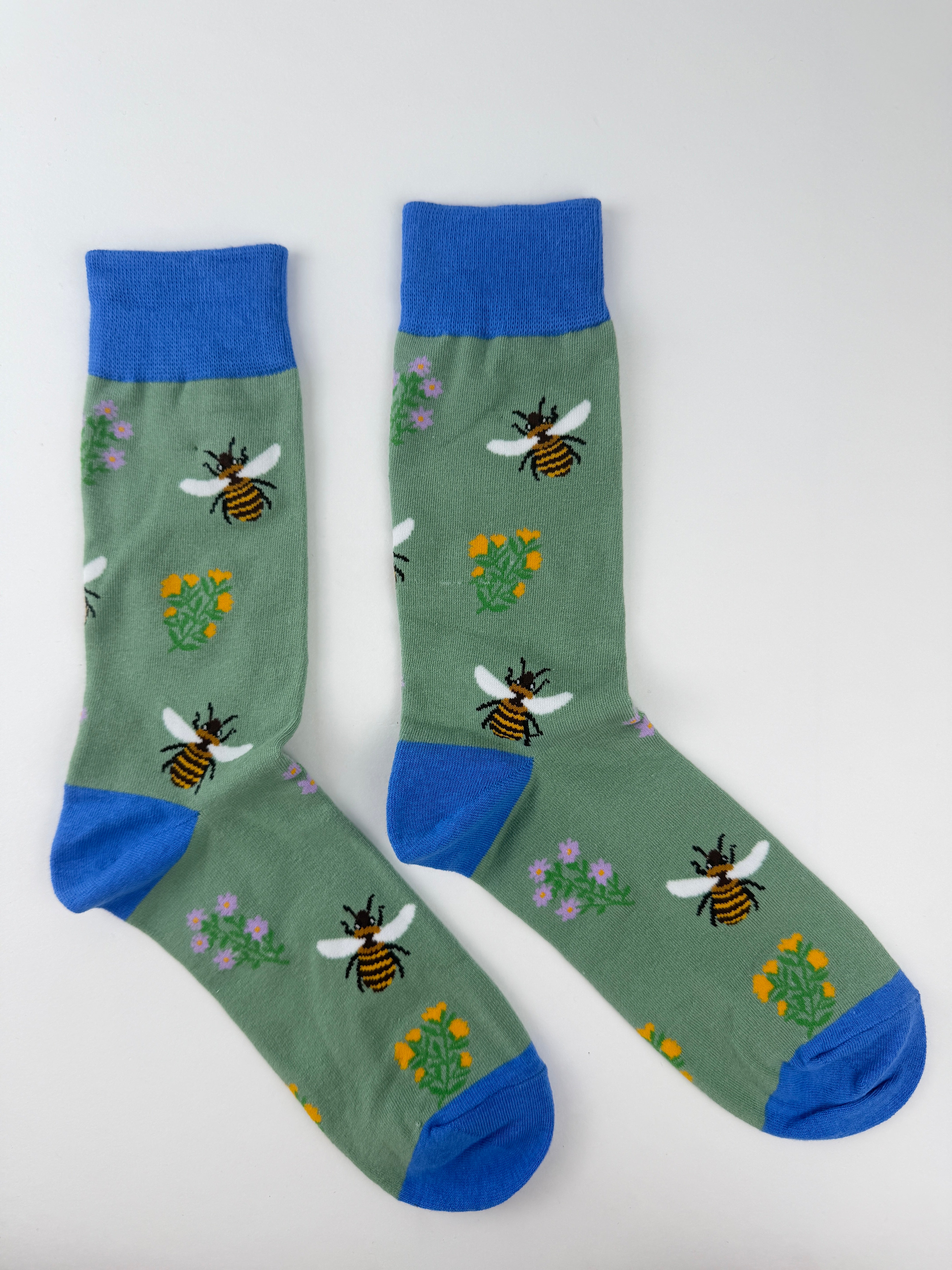 Spring Socks – Bee & Flower Crew Socks