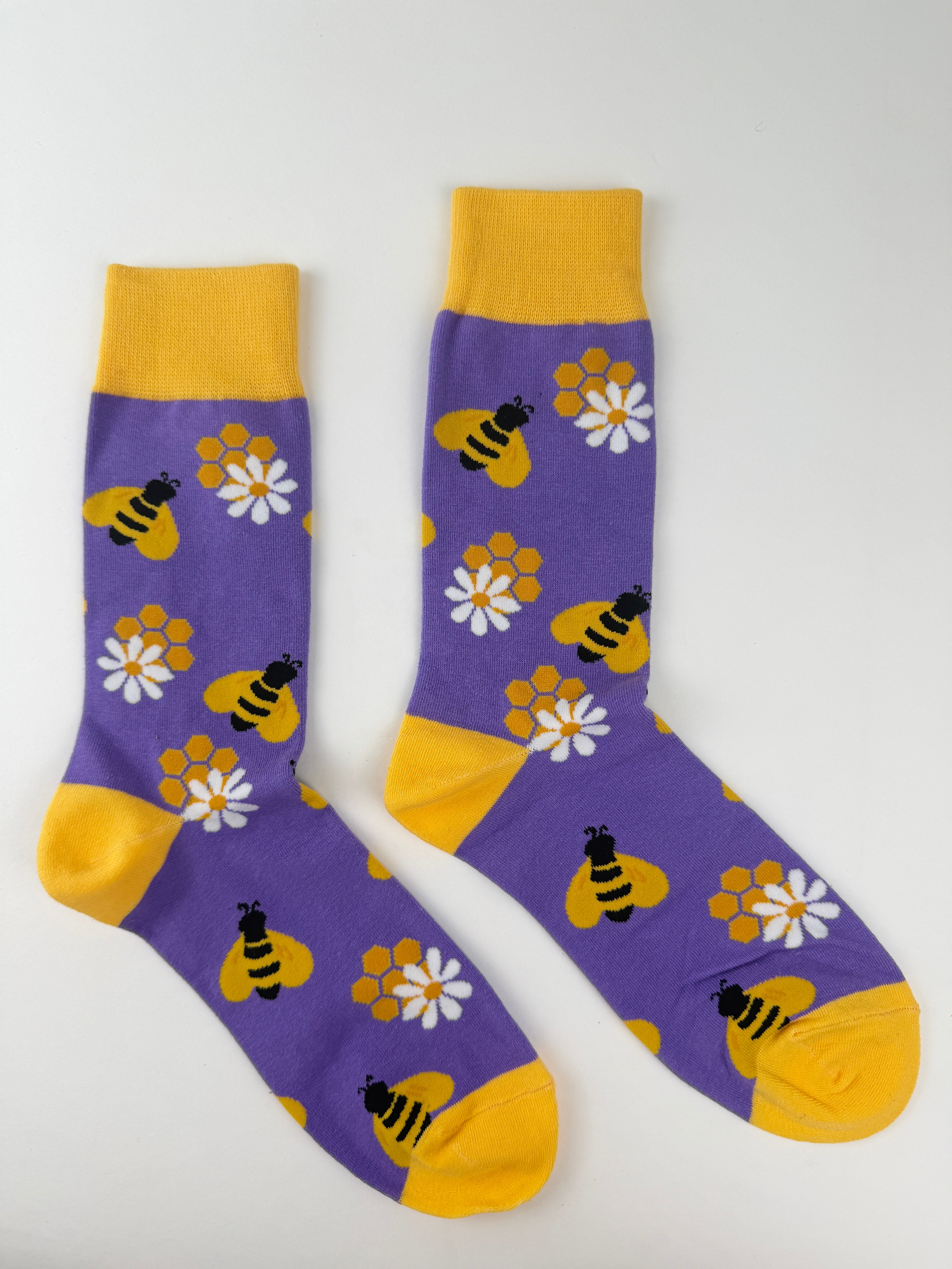 Spring Socks - Honey Bee & Flower Crew Socks