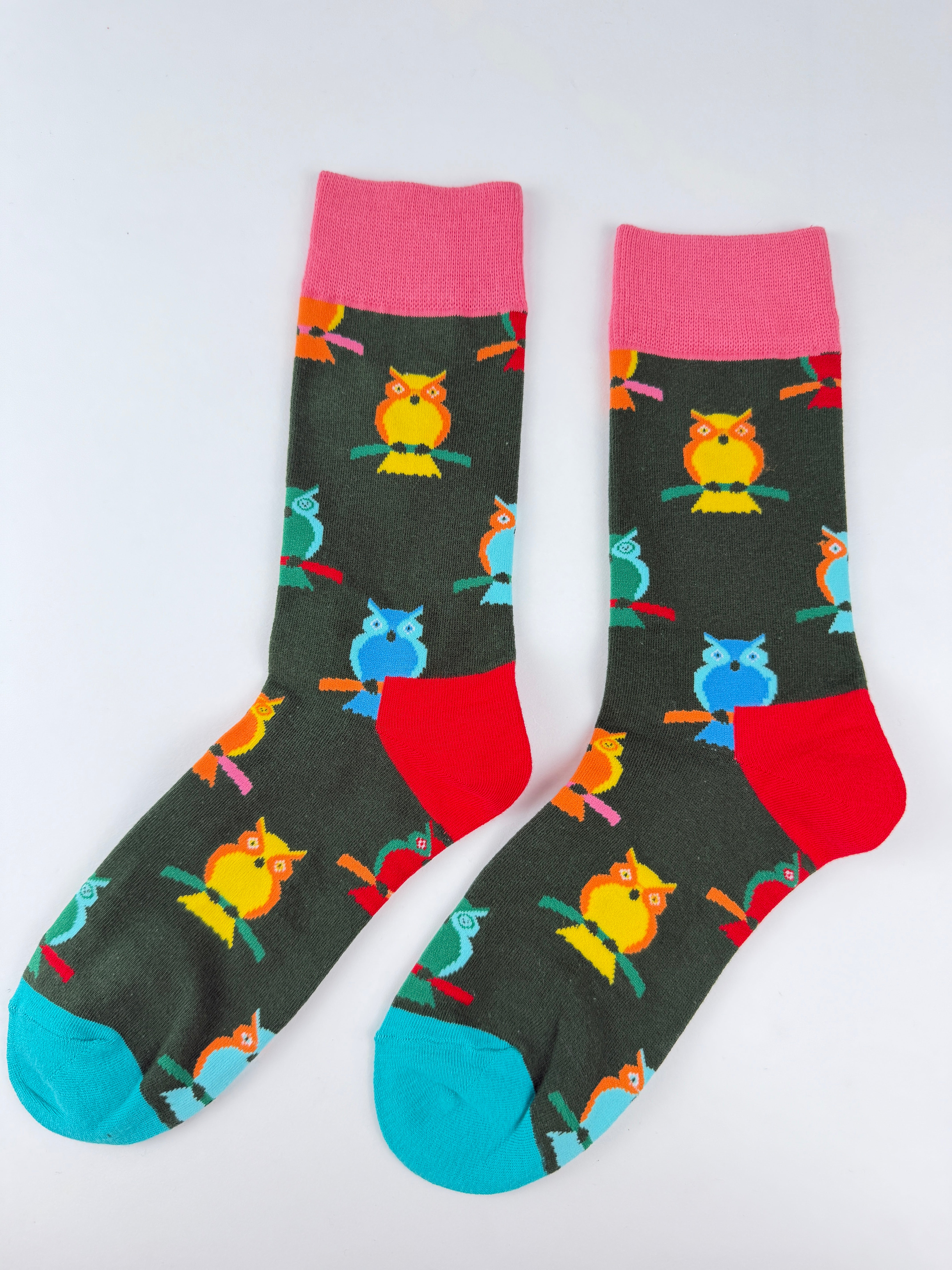 Animal Socks Collection – Colorful Owl Crew Socks