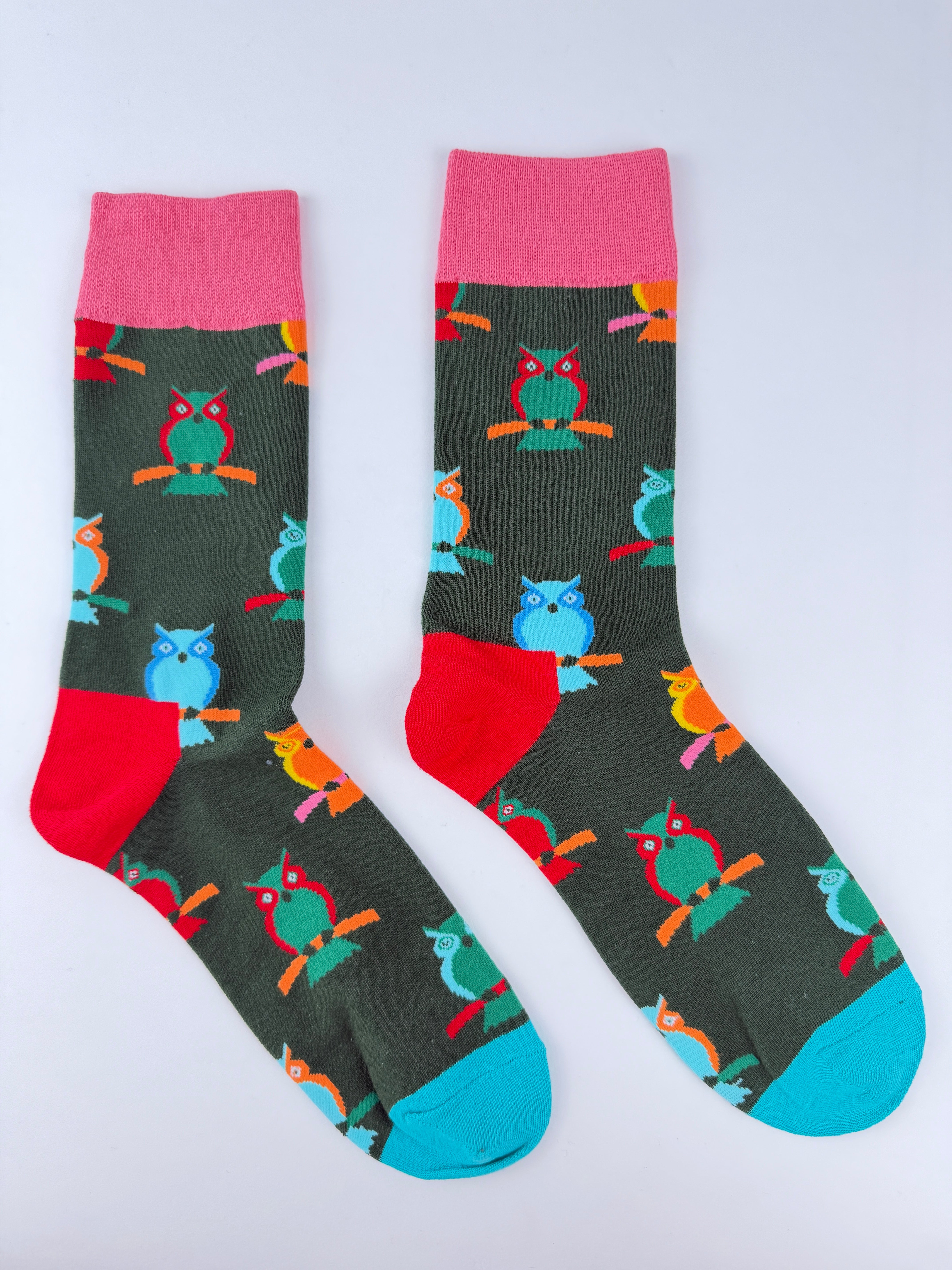 Animal Socks Collection – Colorful Owl Crew Socks