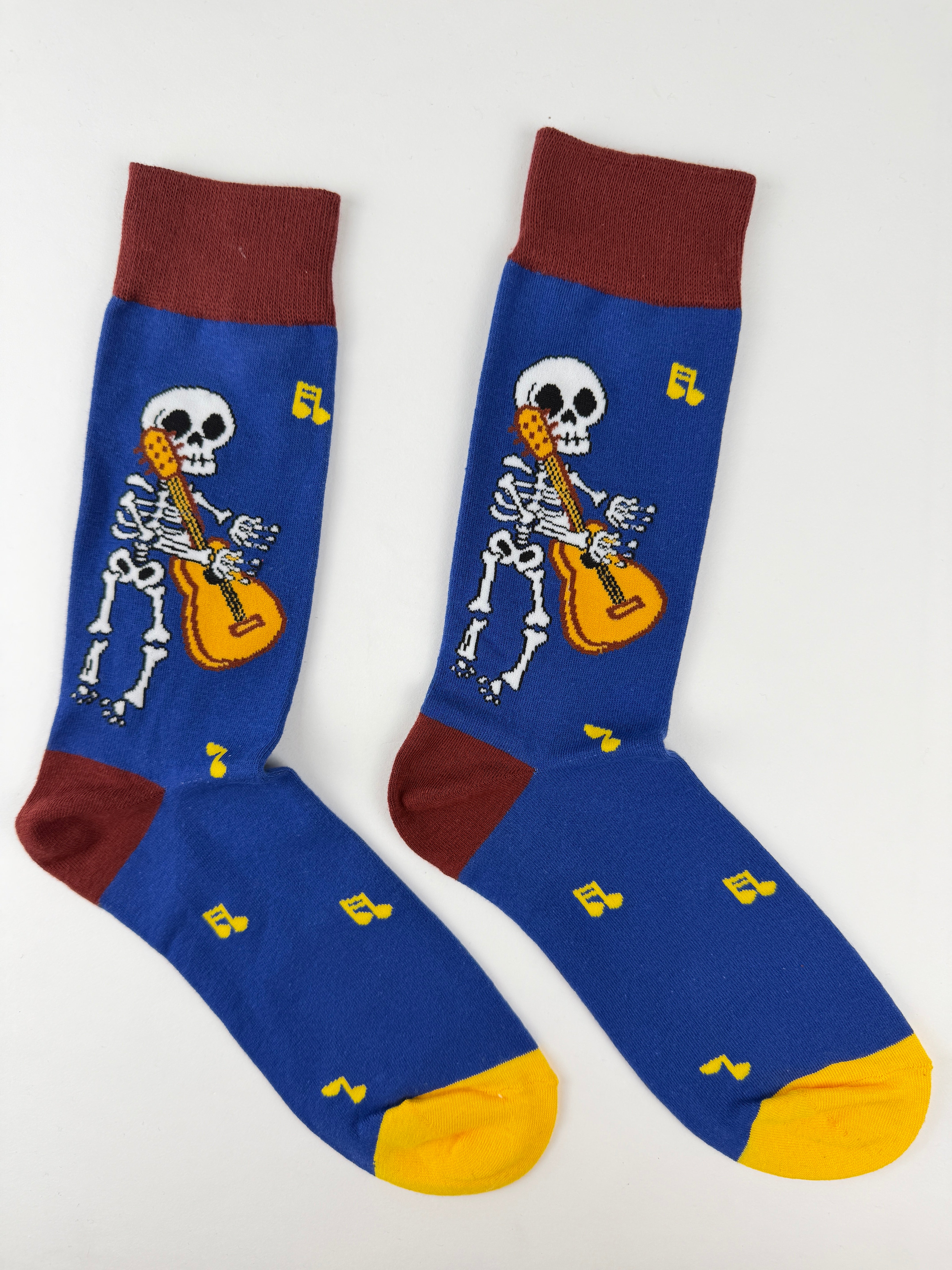 Day of the Dead Skeleton Guitar Player Socks