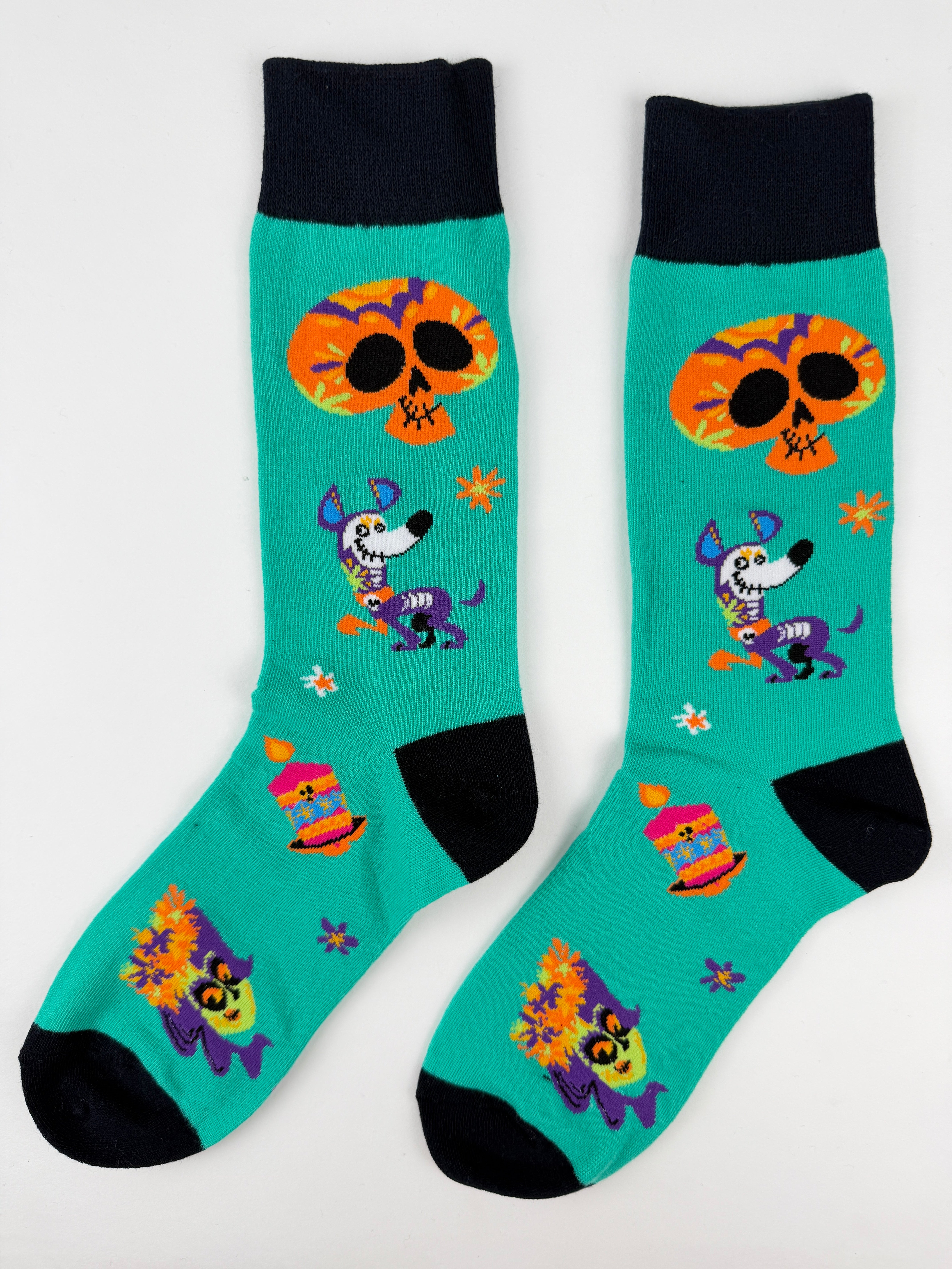 Day of the Dead Skeleton Dog Socks – Calavera Skull & Marigold Design
