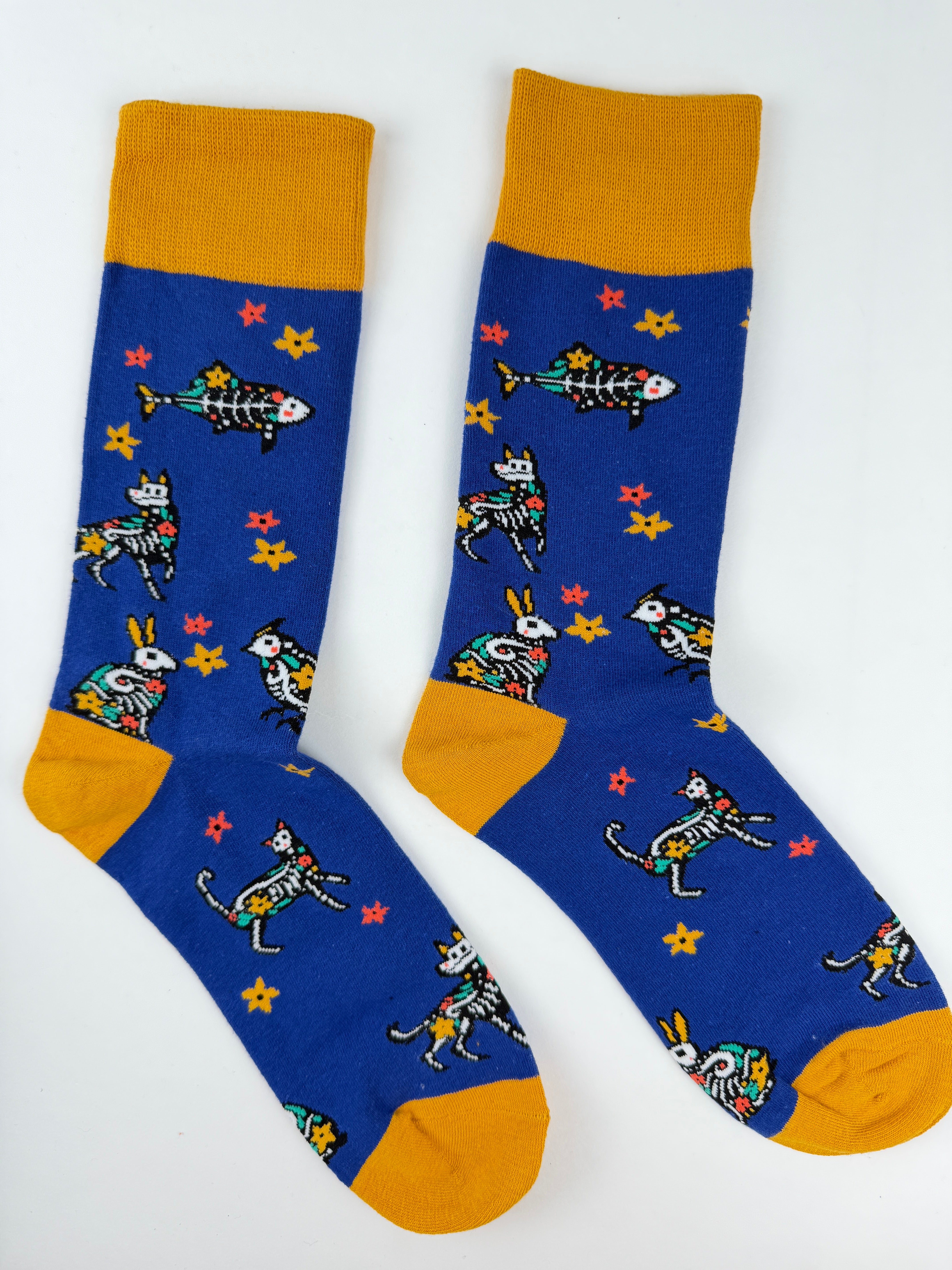 Day of the Dead Skeleton Dog Crew Socks