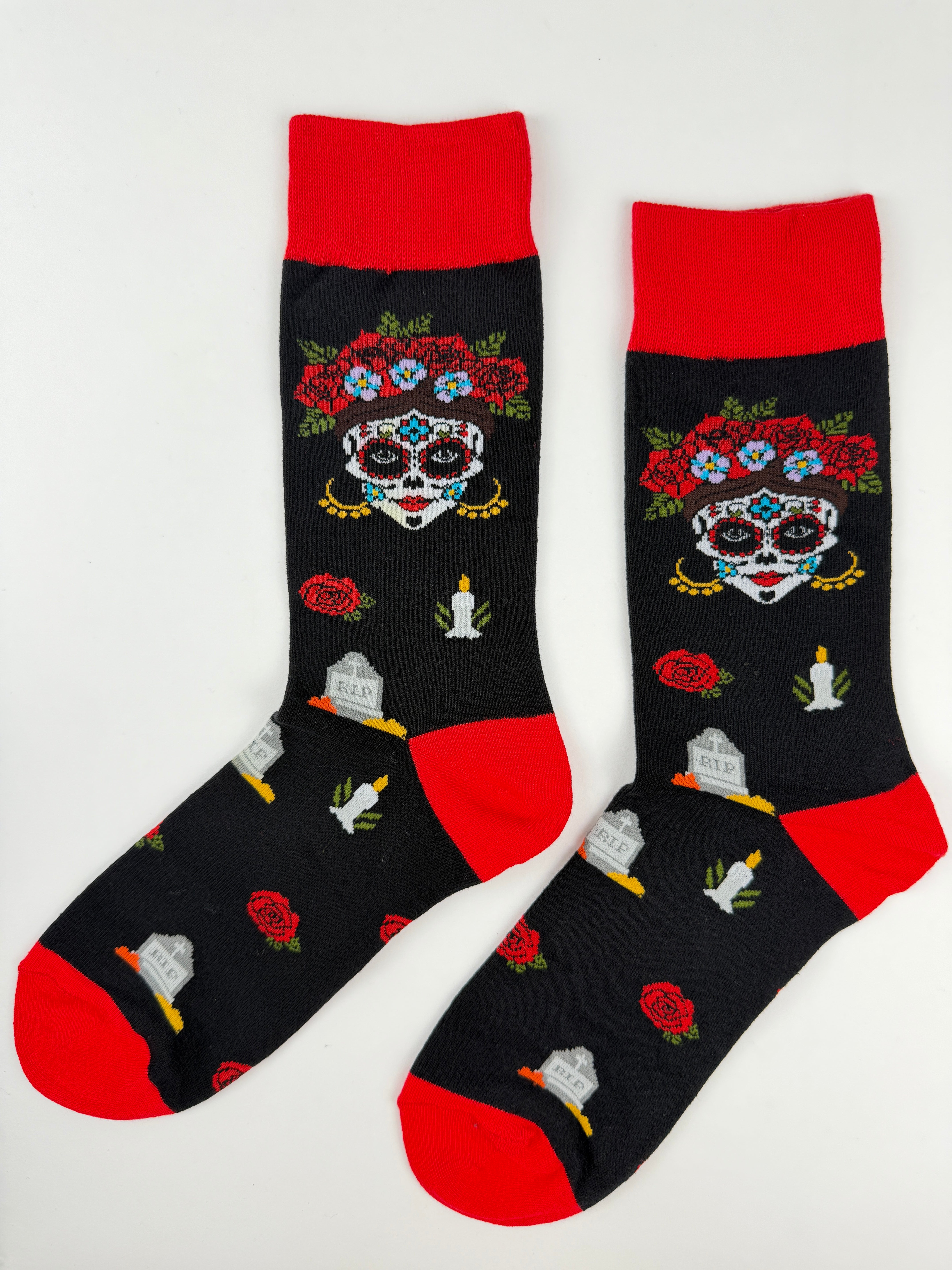Mexico Sugar Skull Floral Crew Socks