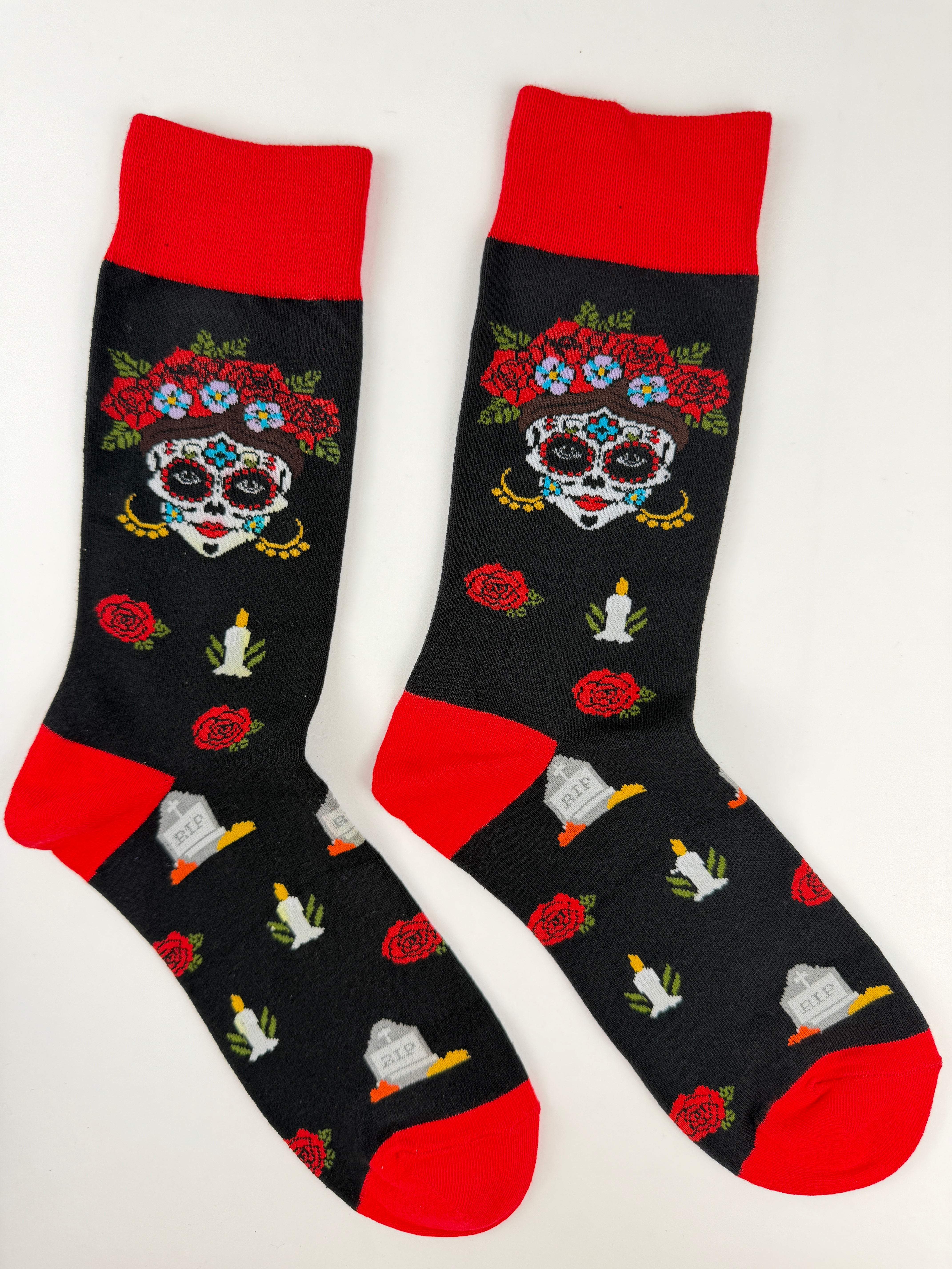 Mexico Sugar Skull Floral Crew Socks