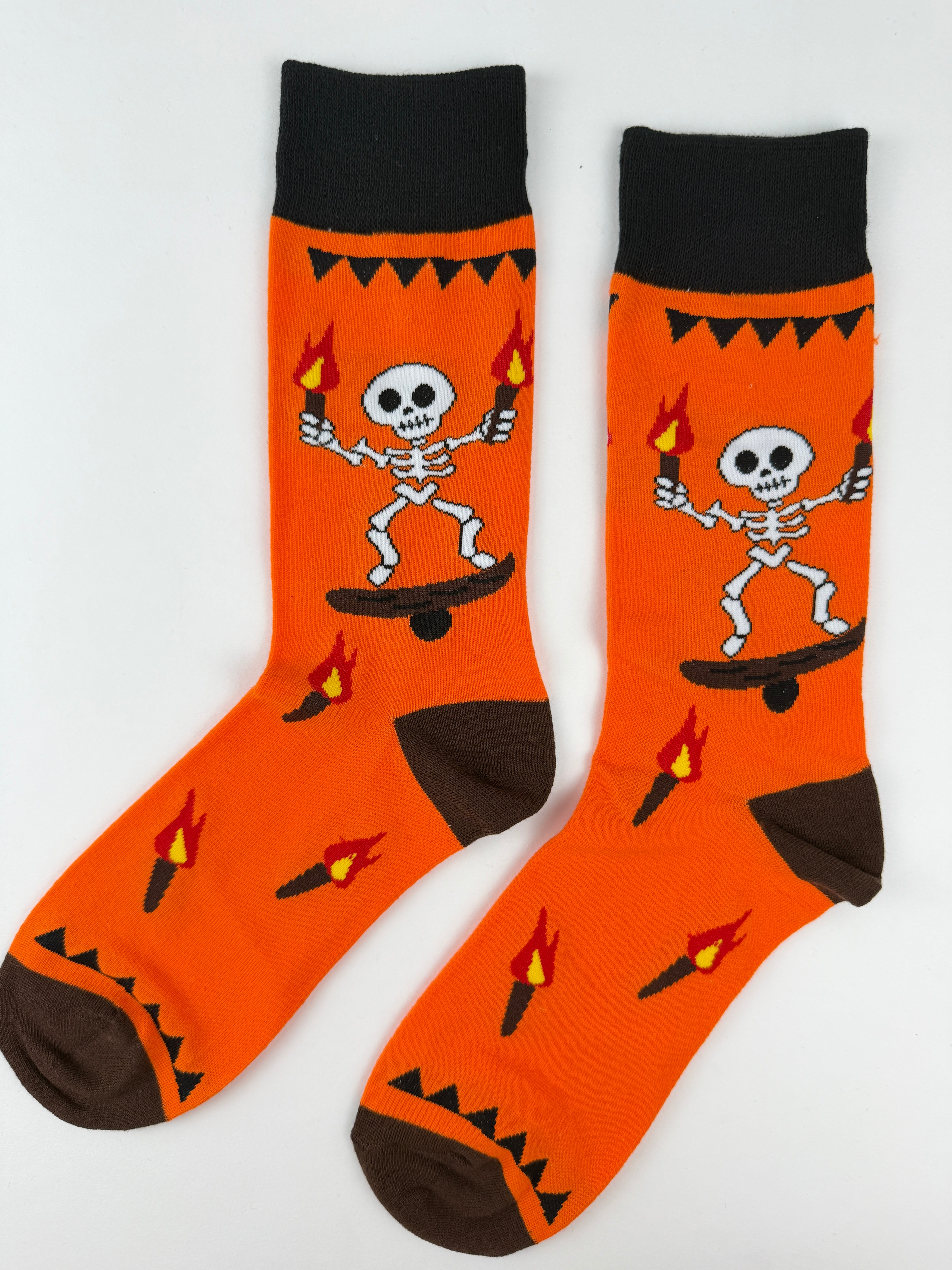Day of the Dead Skeleton Skateboard Flame Crew Socks