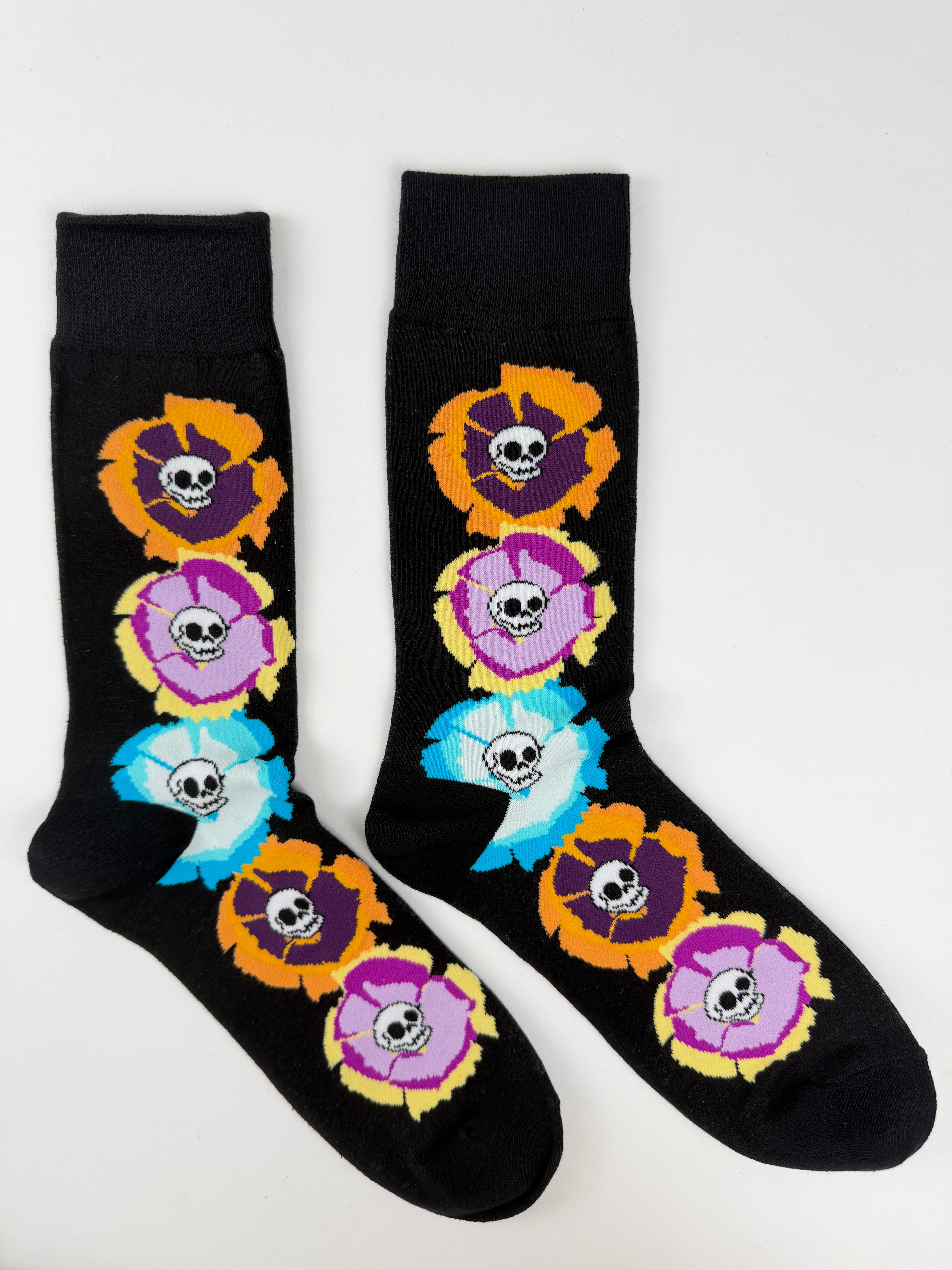 Day of the Dead Skull Flower Socks