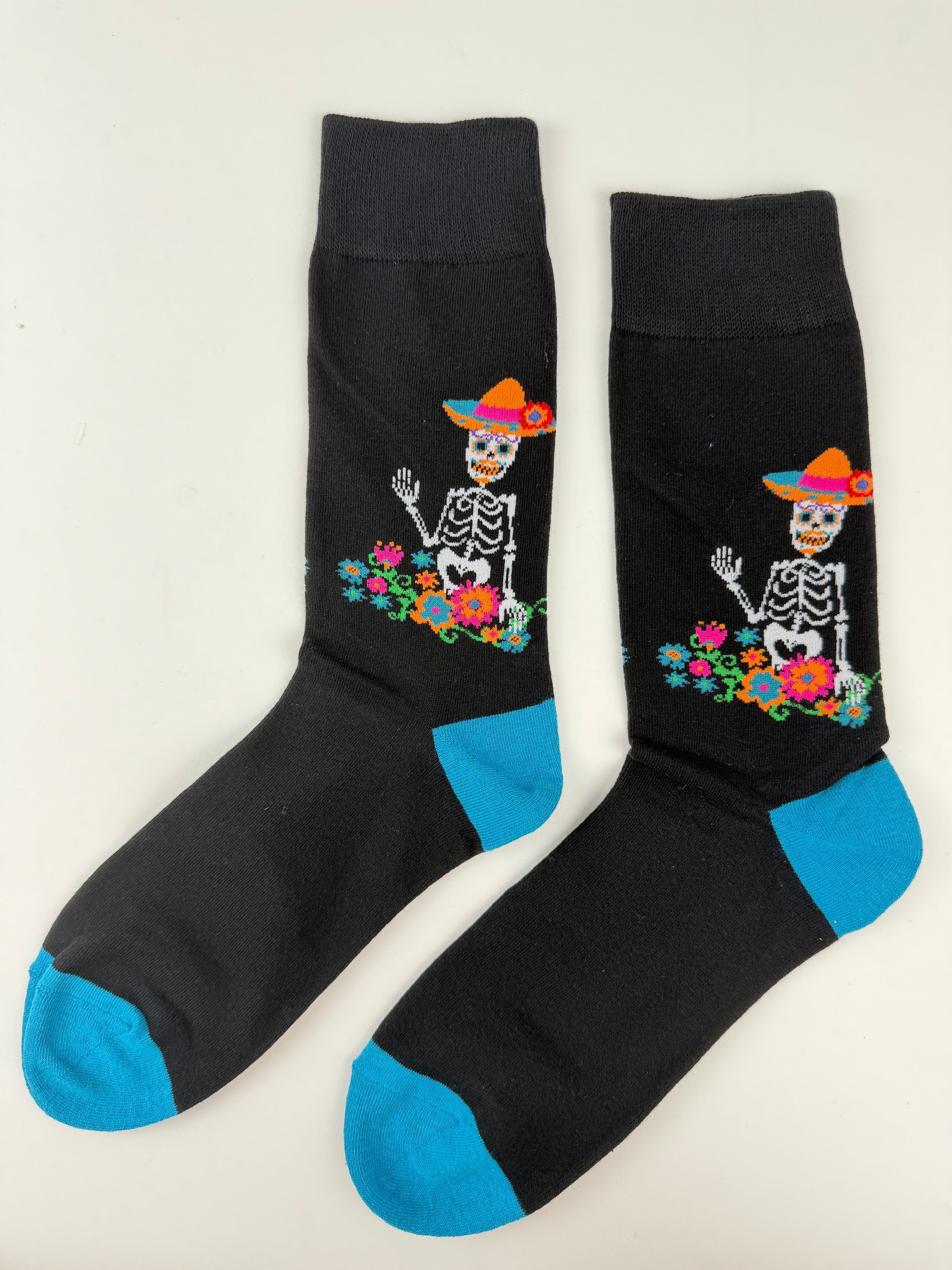 Day of the Dead Skeleton with Sombrero Socks