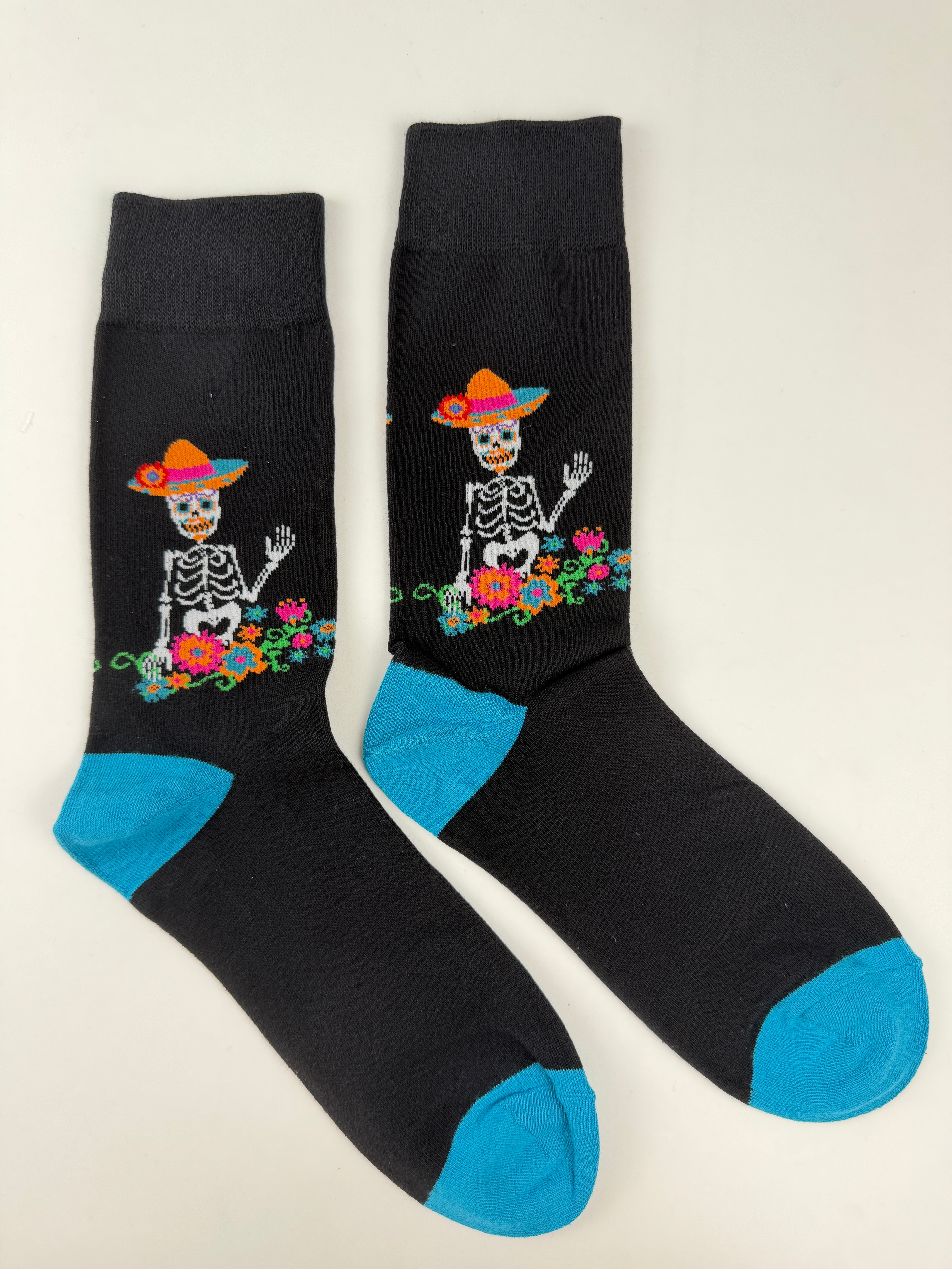 Day of the Dead Skeleton with Sombrero Socks