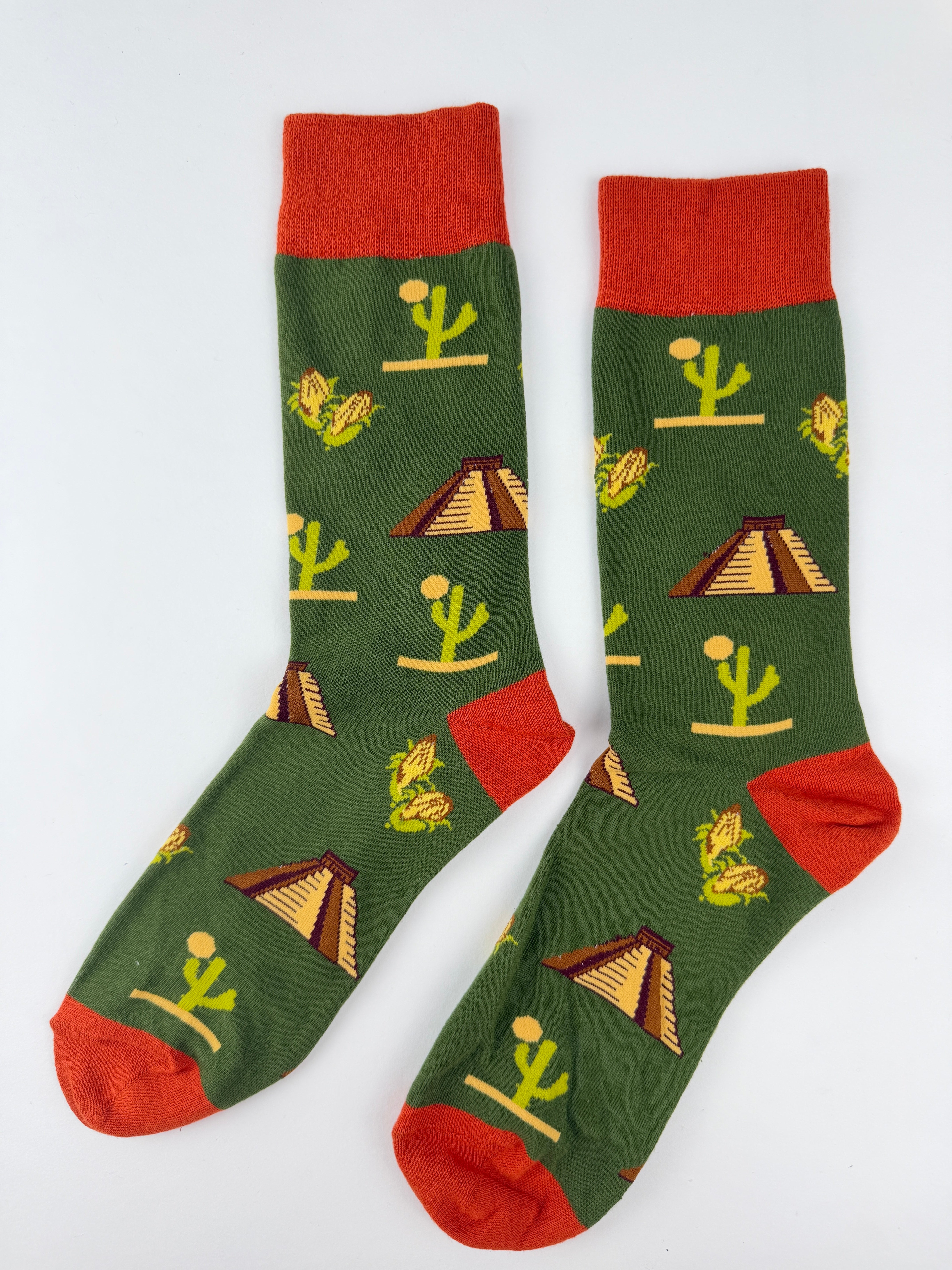 Aztec Pyramid & Cactus Desert Crew Socks Unisex