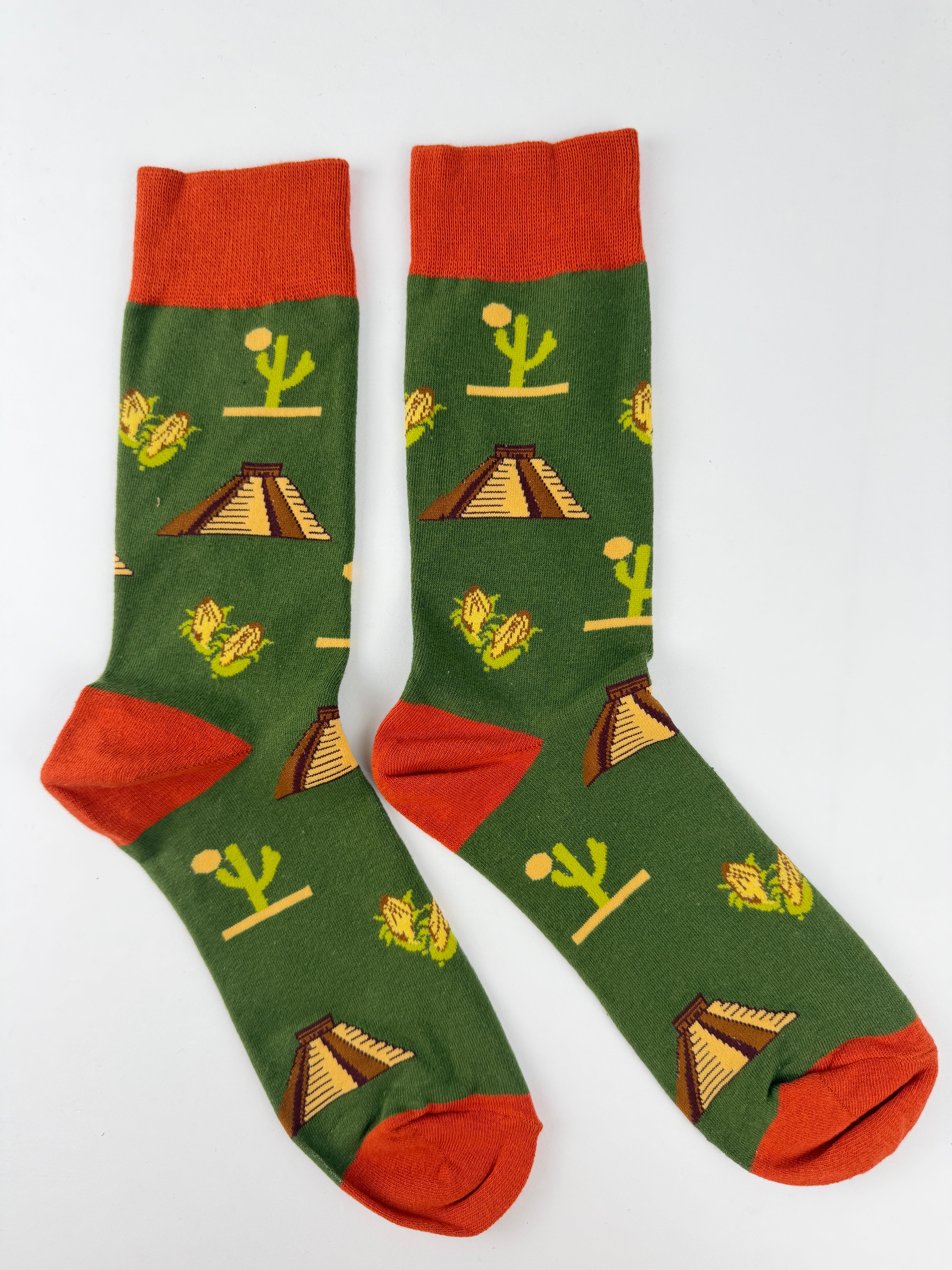 Aztec Pyramid & Cactus Desert Crew Socks Unisex