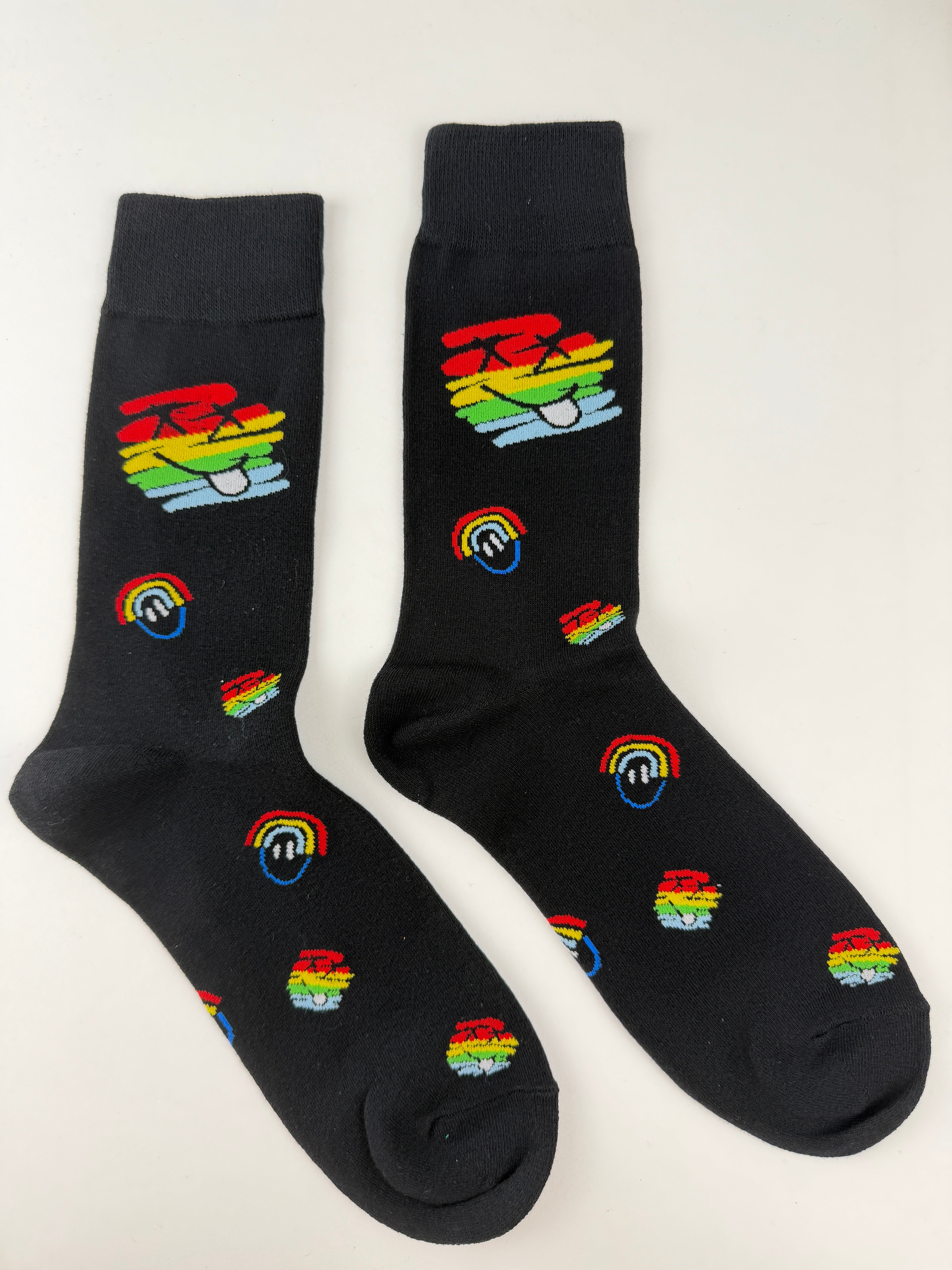 Valentine’s Socks – Rainbow Smiley Heart Crew Socks
