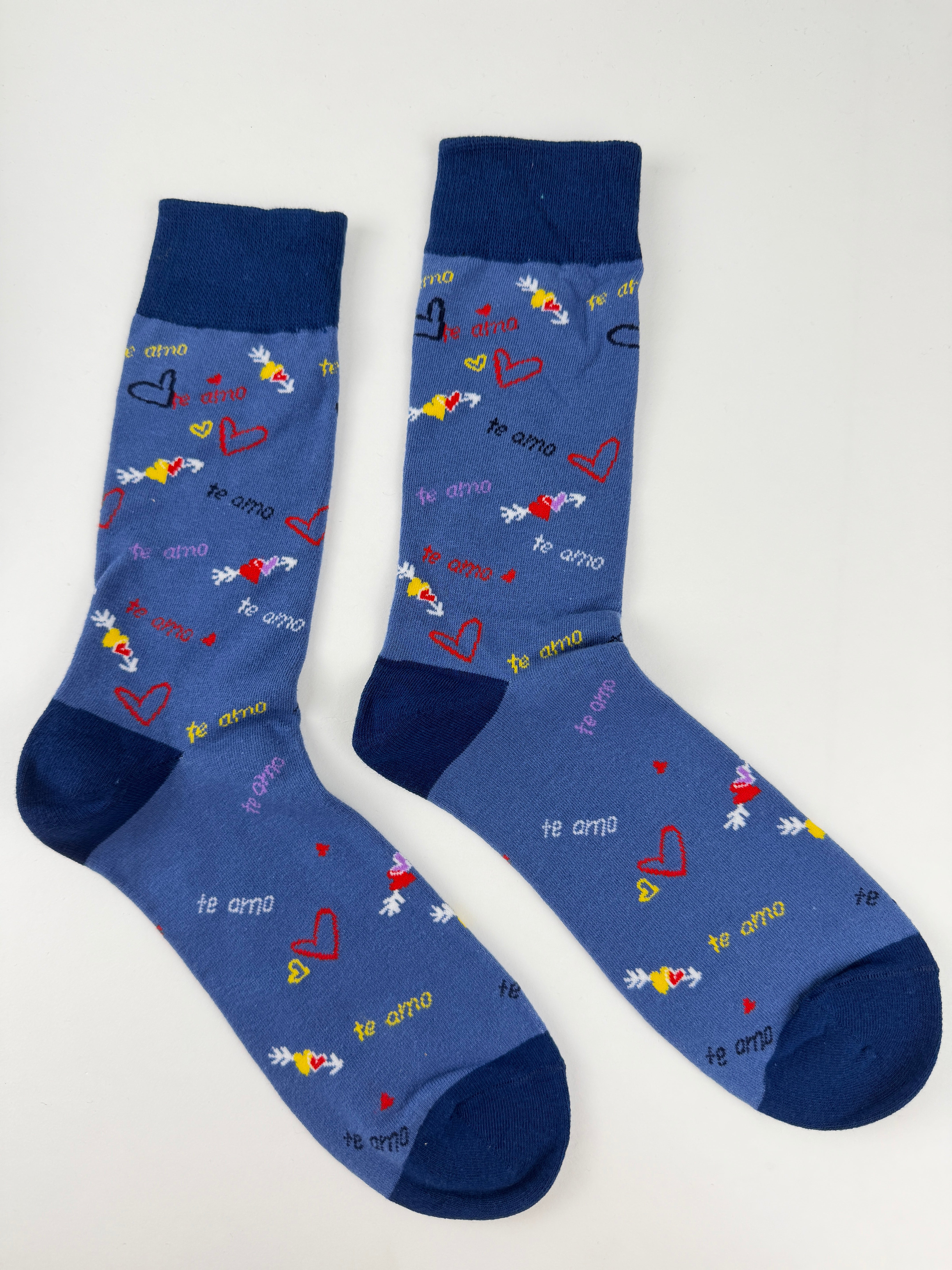Valentine’s Socks – Te Amo Heart Doodle Crew Socks Unisex