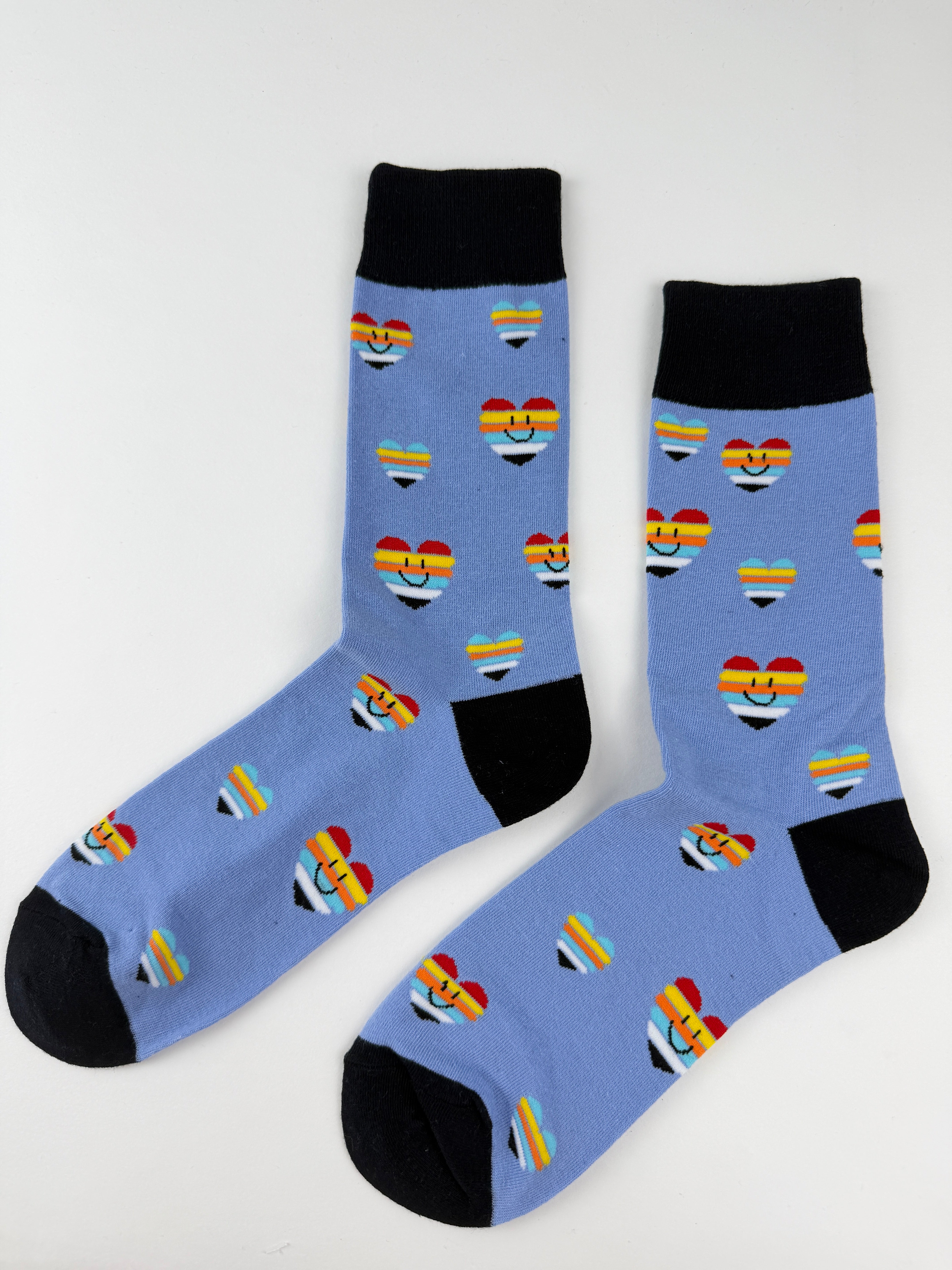 Valentine’s Socks – Rainbow Heart Smile Face Crew Socks Unisex