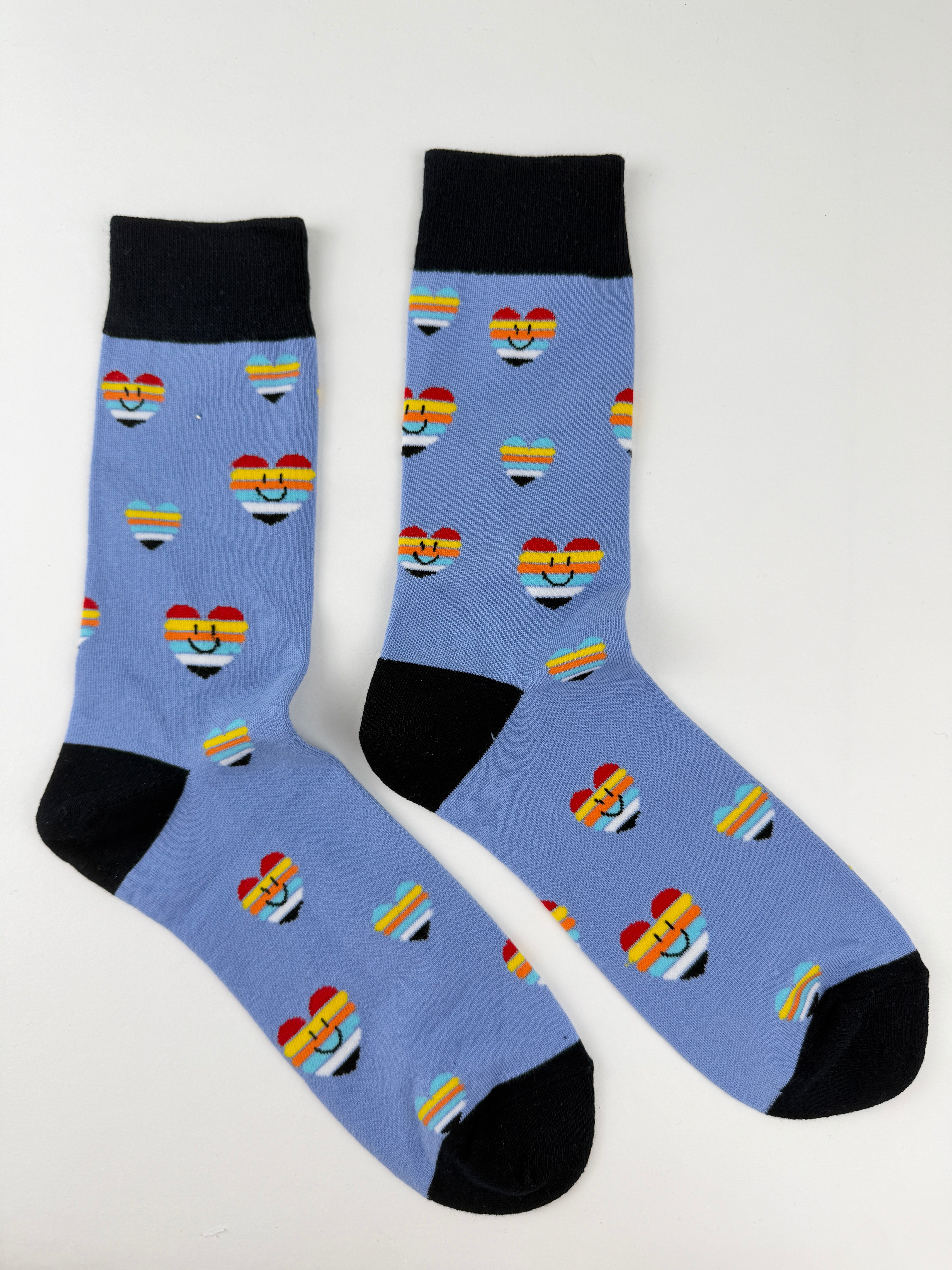 Valentine’s Socks – Rainbow Heart Smile Face Crew Socks Unisex