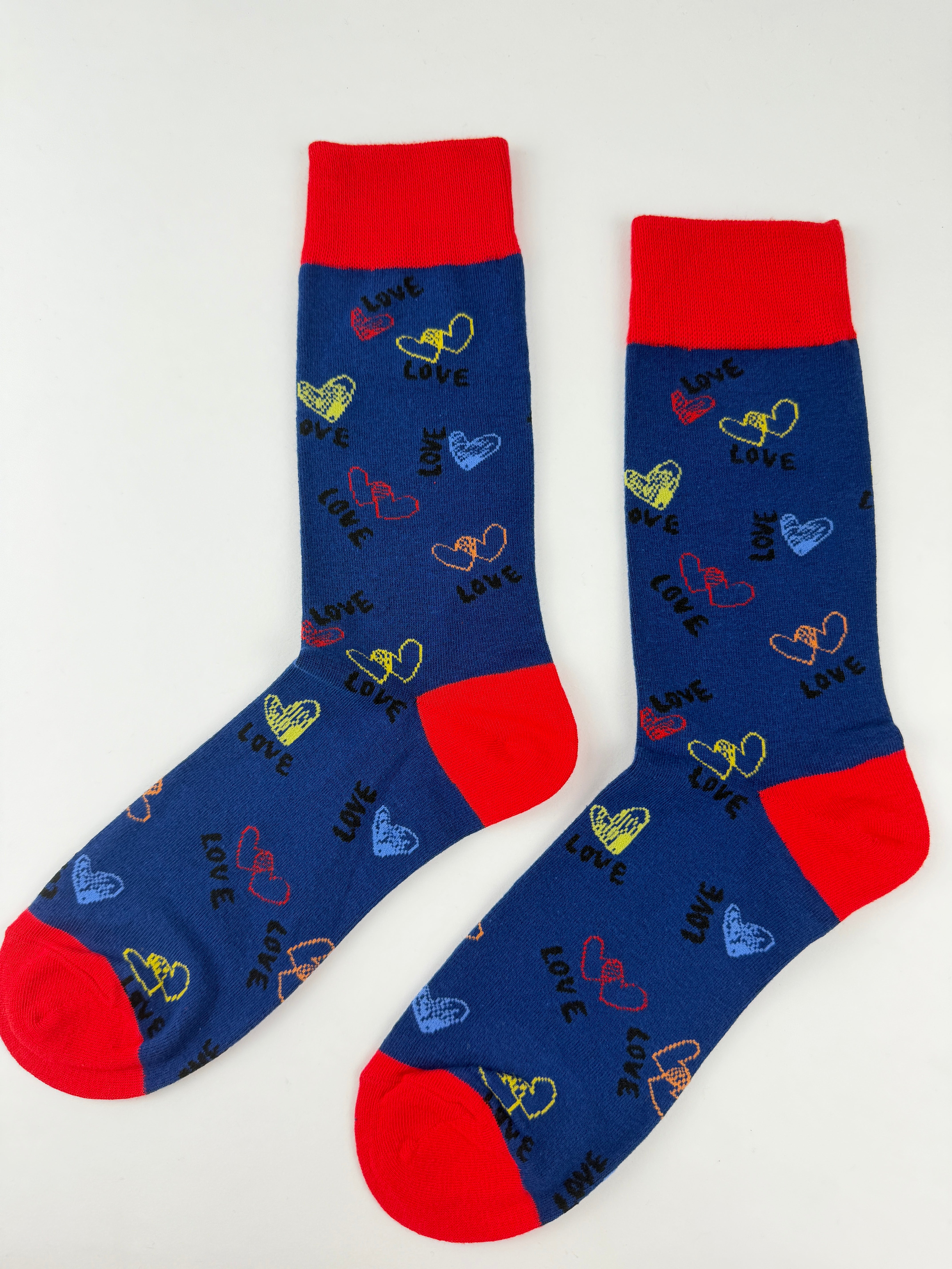 Valentine’s Socks – Love Hearts Navy Crew Socks Unisex