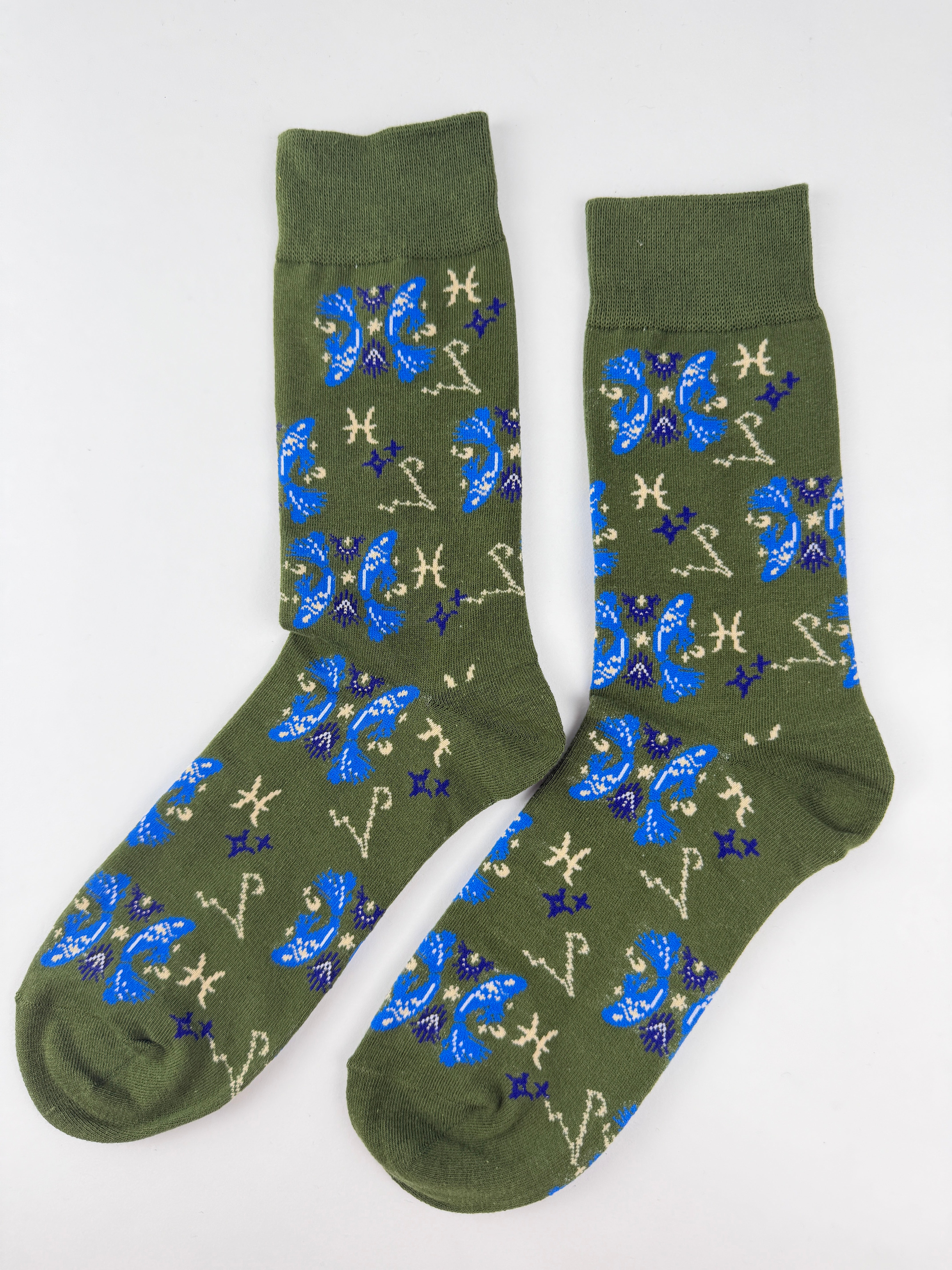 Constellation – Pisces Zodiac Fish Socks Green
