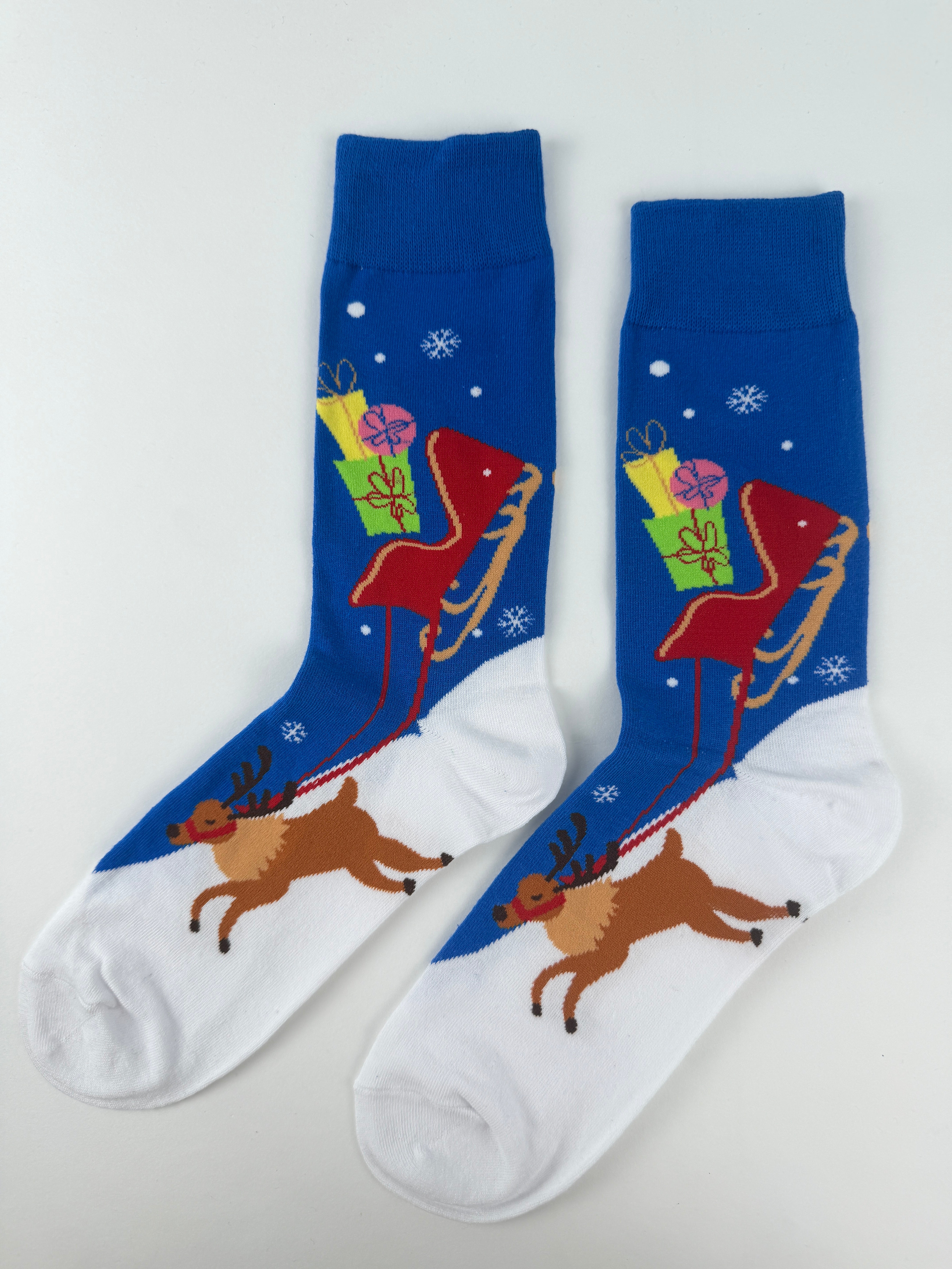 Reindeer Sleigh Ride Christmas Socks – Festive Winter Crew