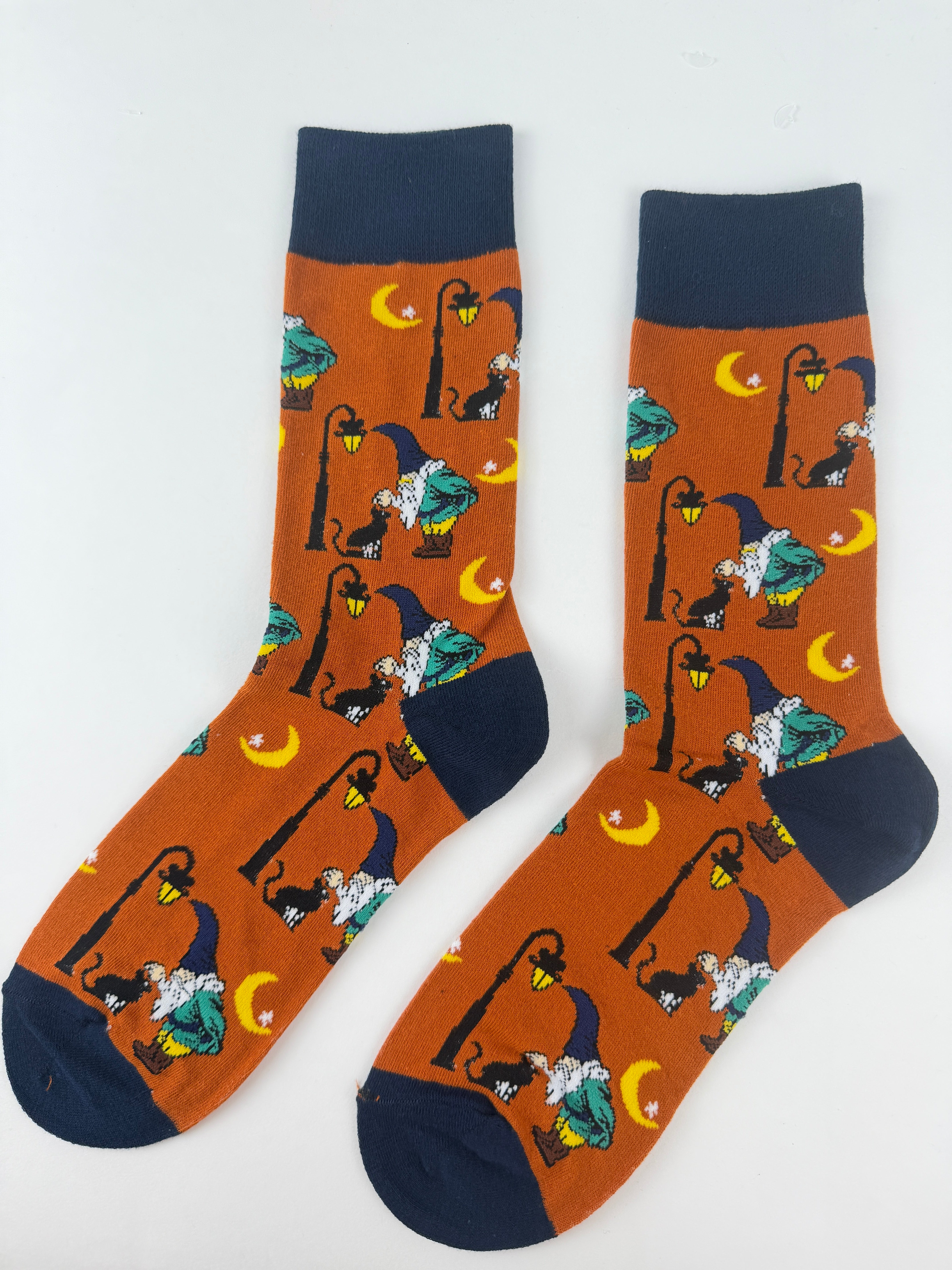 Christmas Gnome & Black Cat Crew Socks