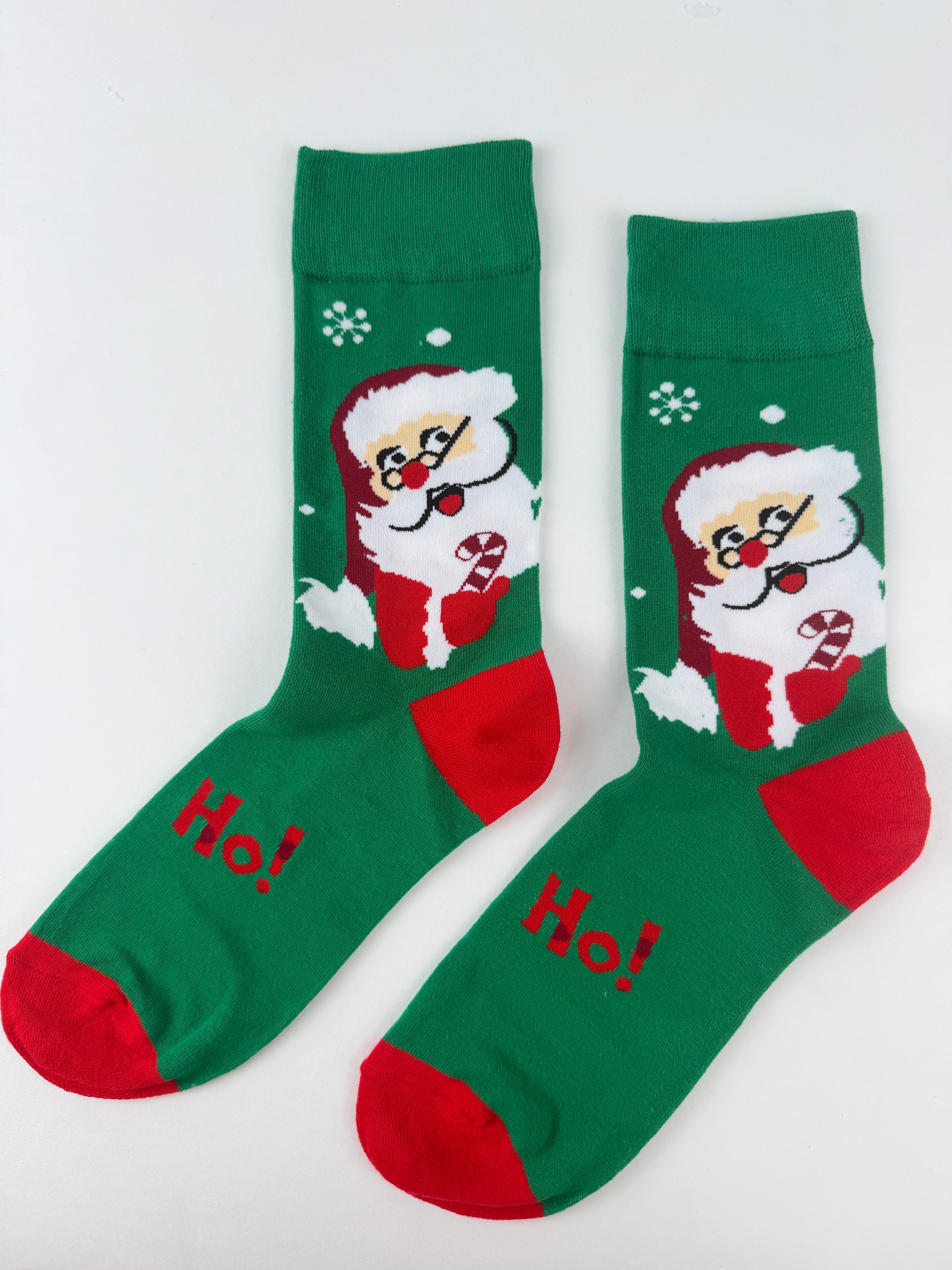 Ho Ho Ho Santa Socks – Green & Red Christmas Crew