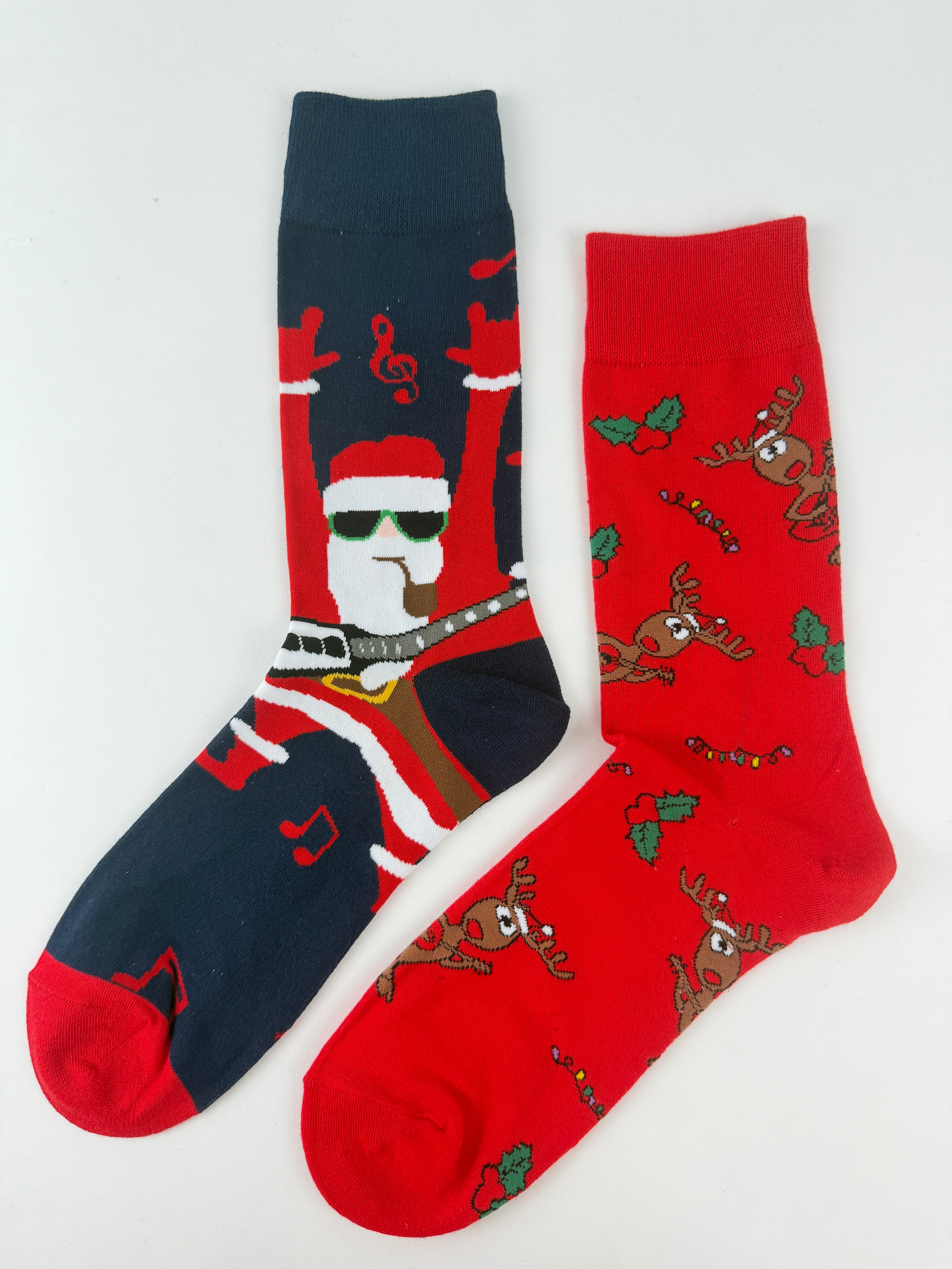 Rockin’ Christmas Socks – Santa Guitar & Reindeer Music Print