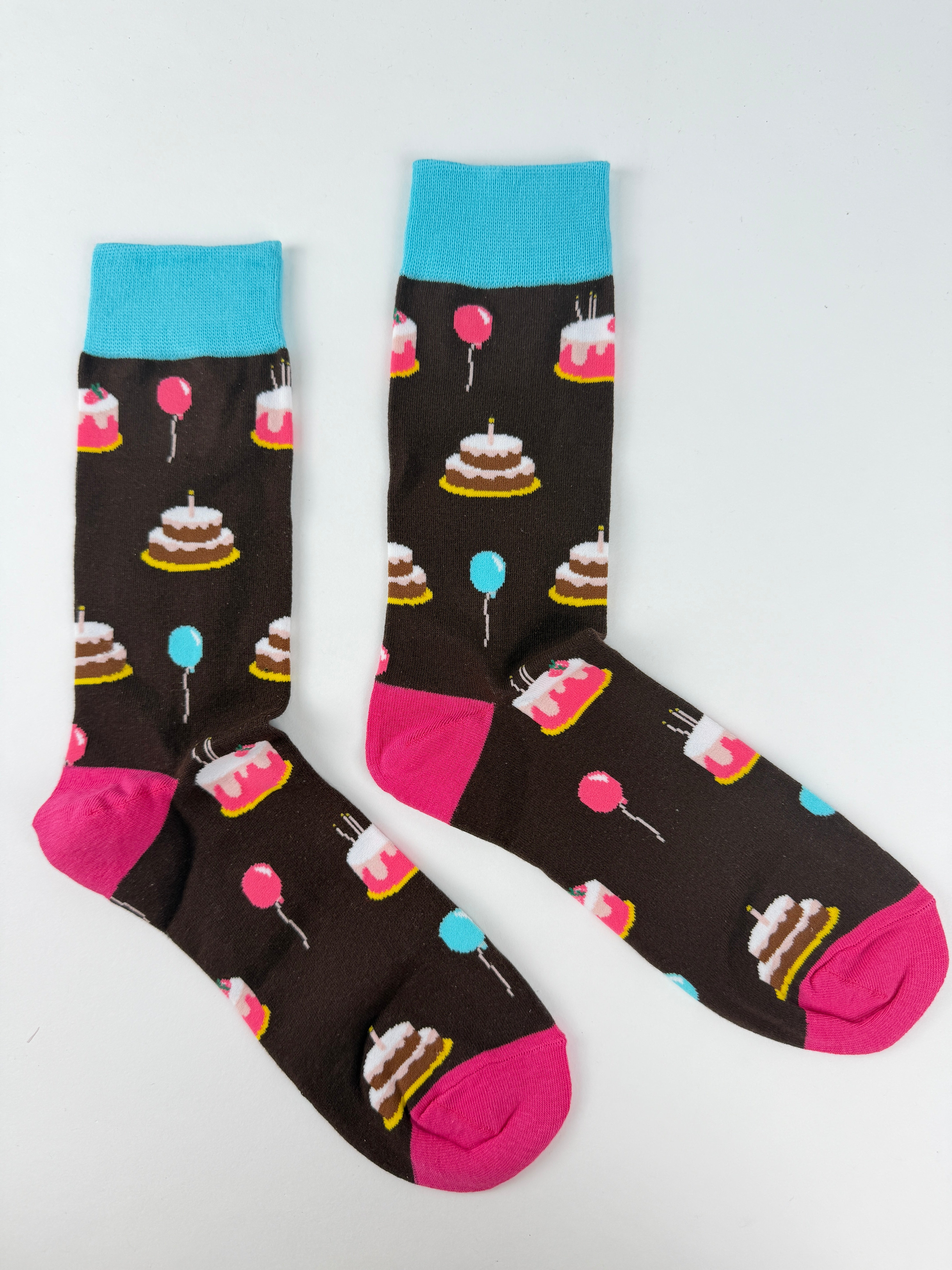 Dessert Socks – Brown Birthday Cake Pattern