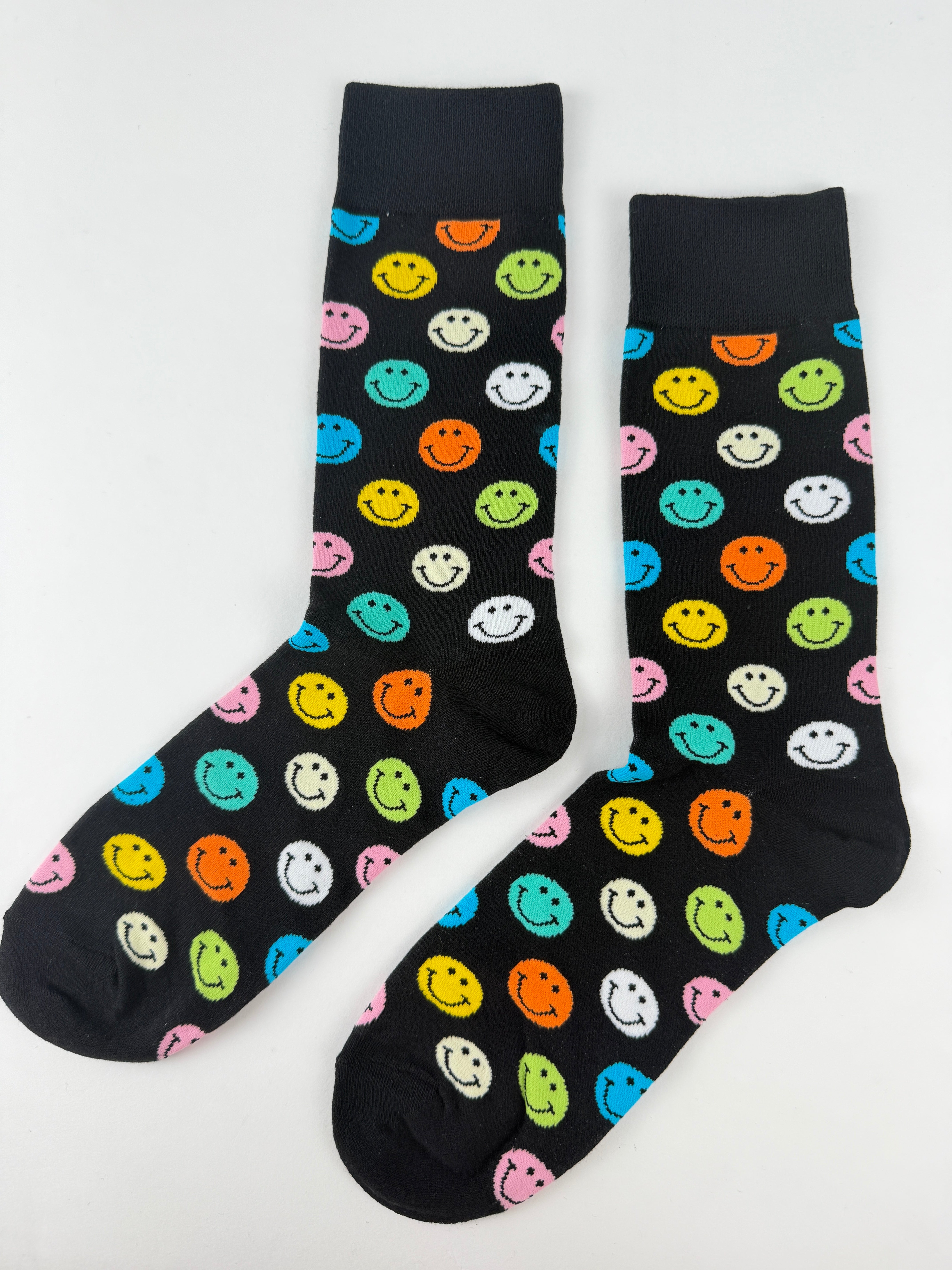 Multicolor Smiley Face Crew Socks