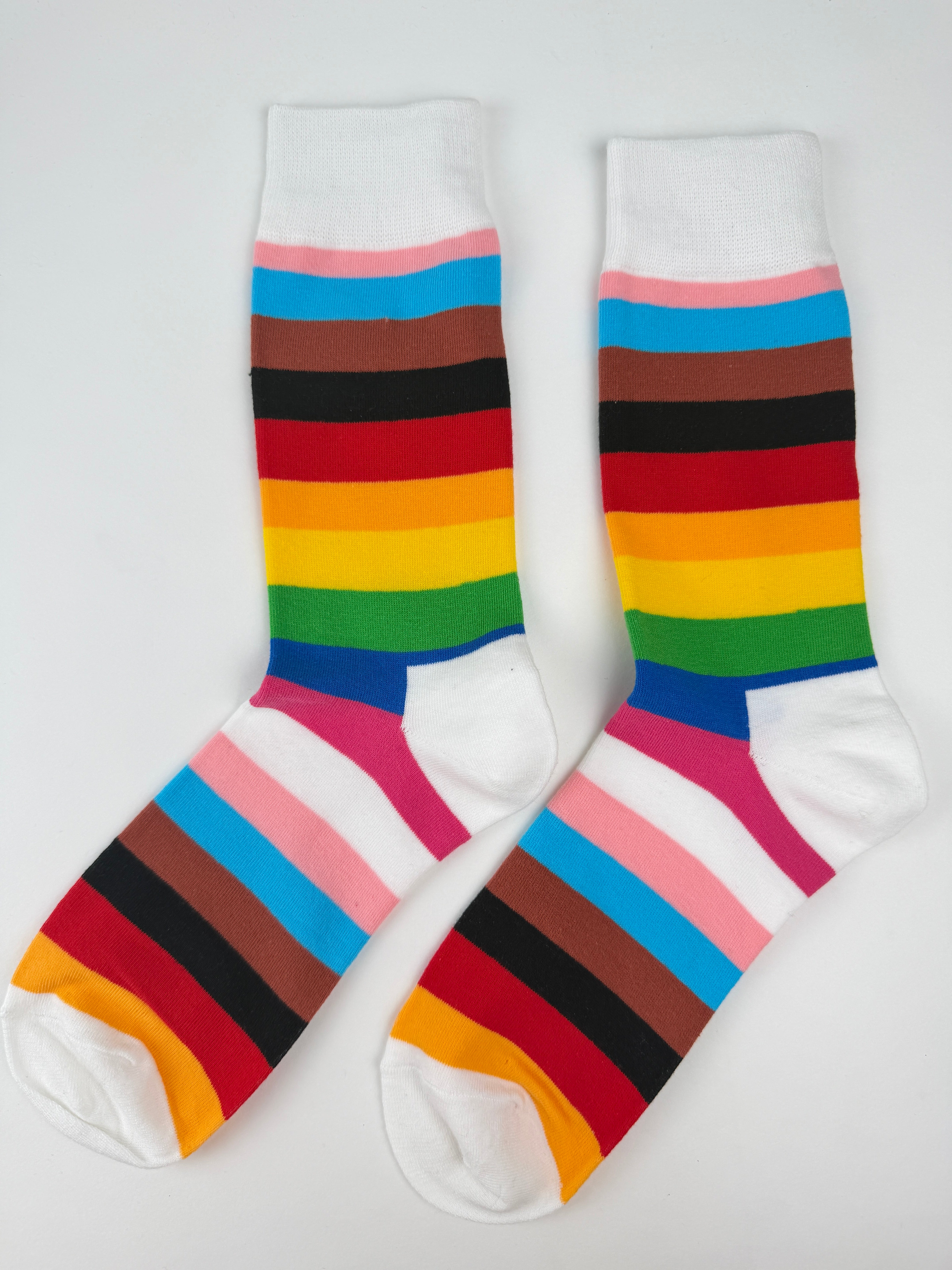 White Multicolor Stripe Socks