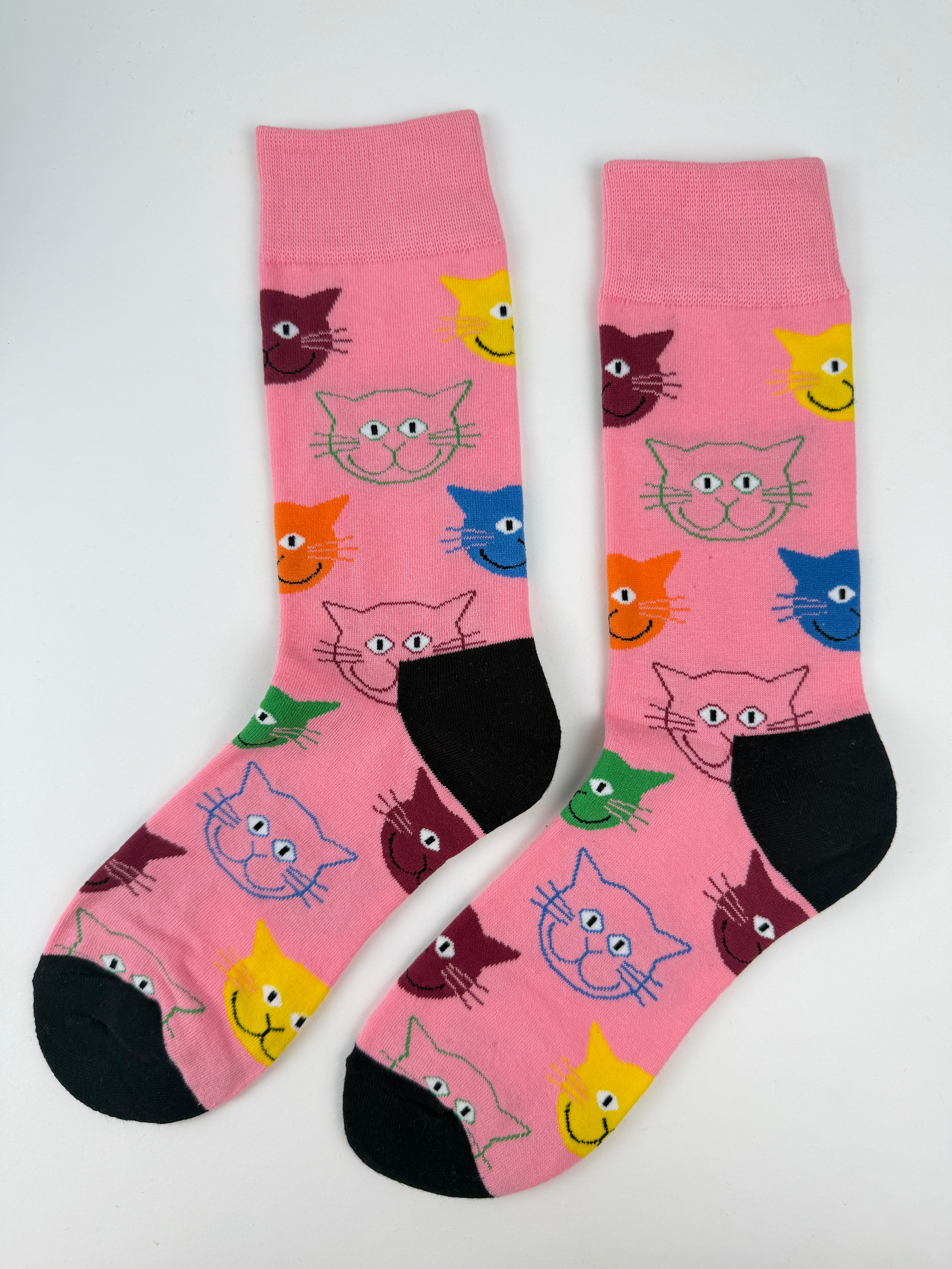Animal Socks – Sketch Cat Face Crew Socks