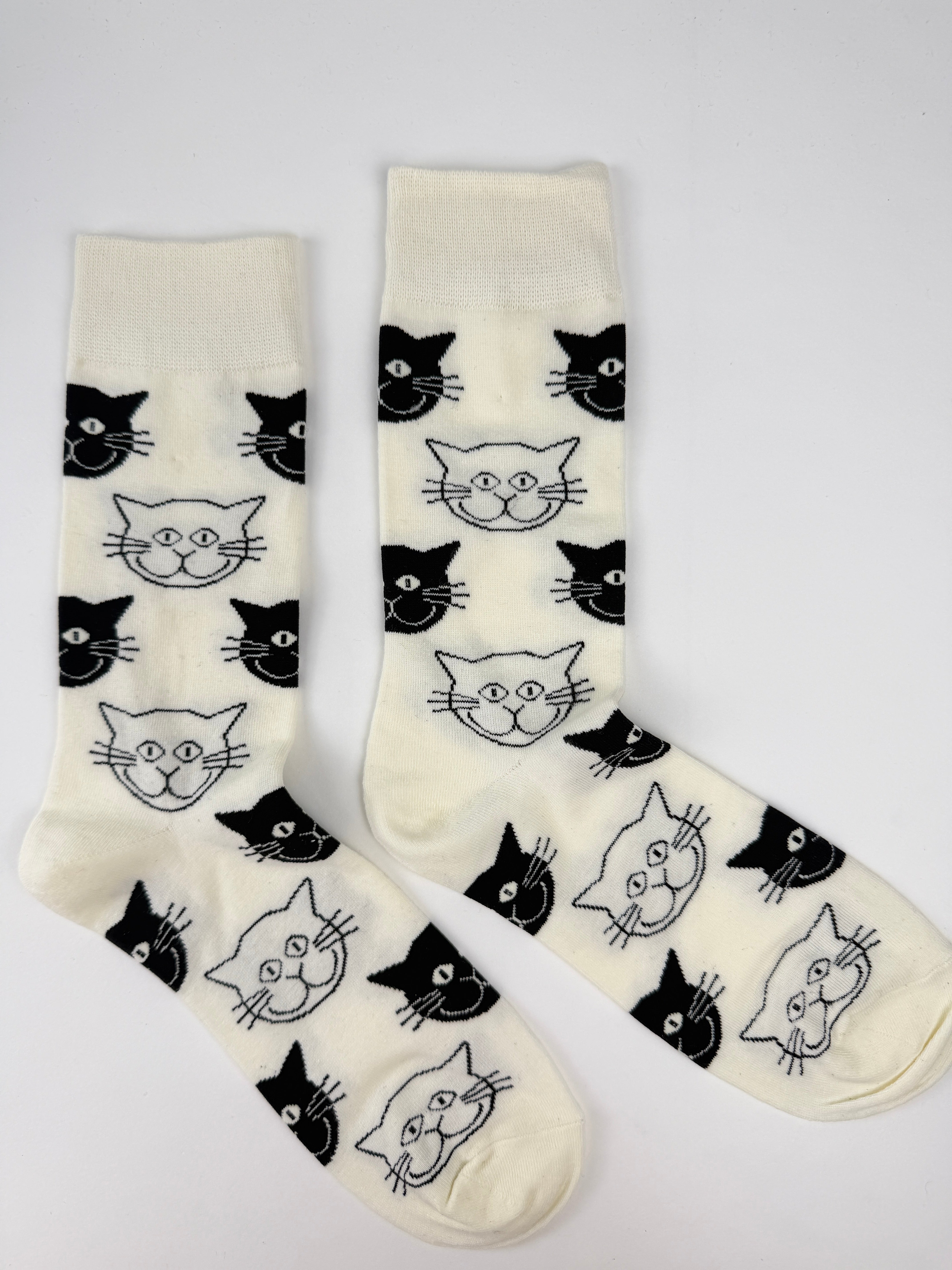 Animal Socks – Sketch Cat Face Crew Socks