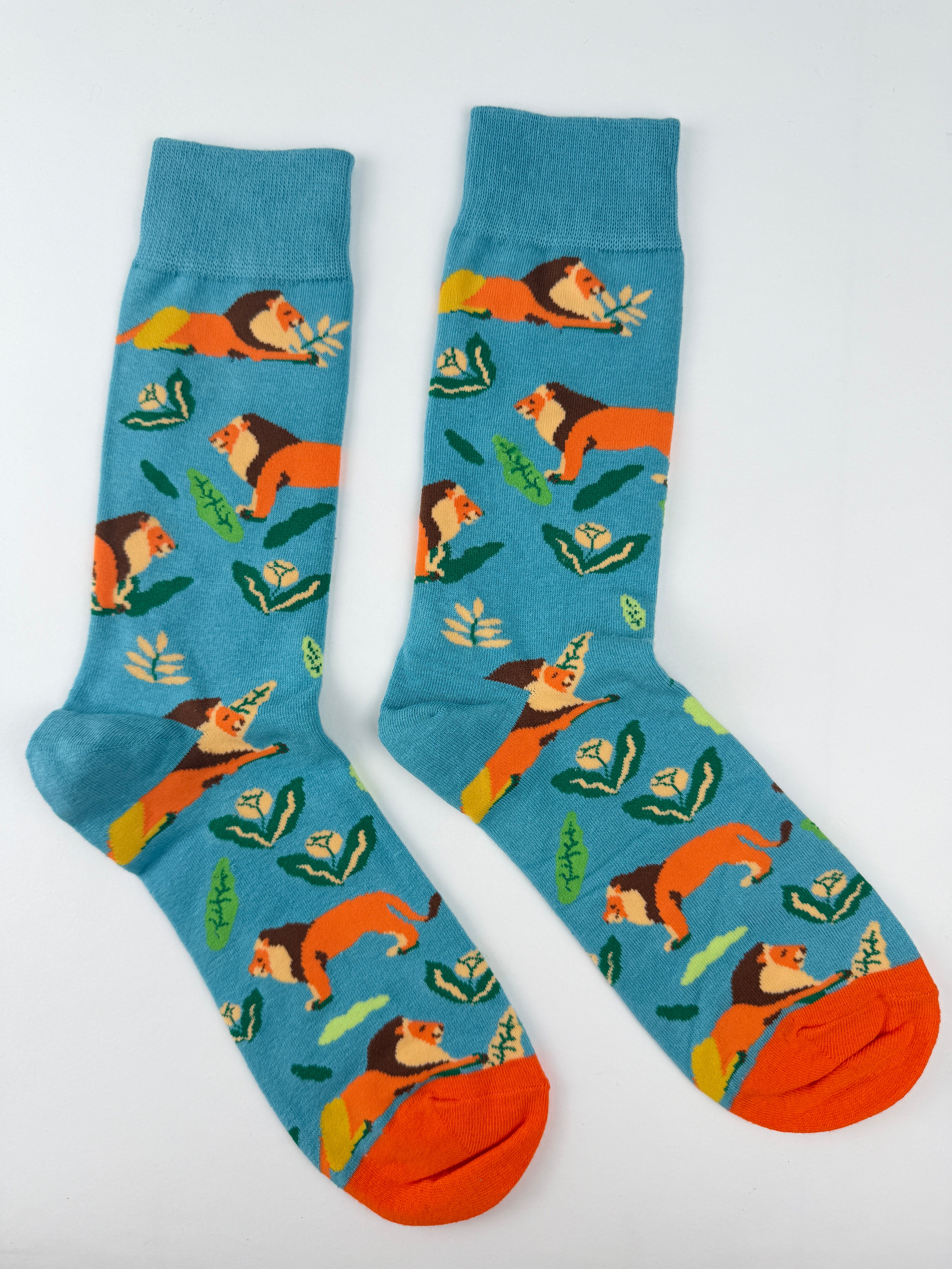 Animal – Fox in the Forest Light Blue Crew Socks