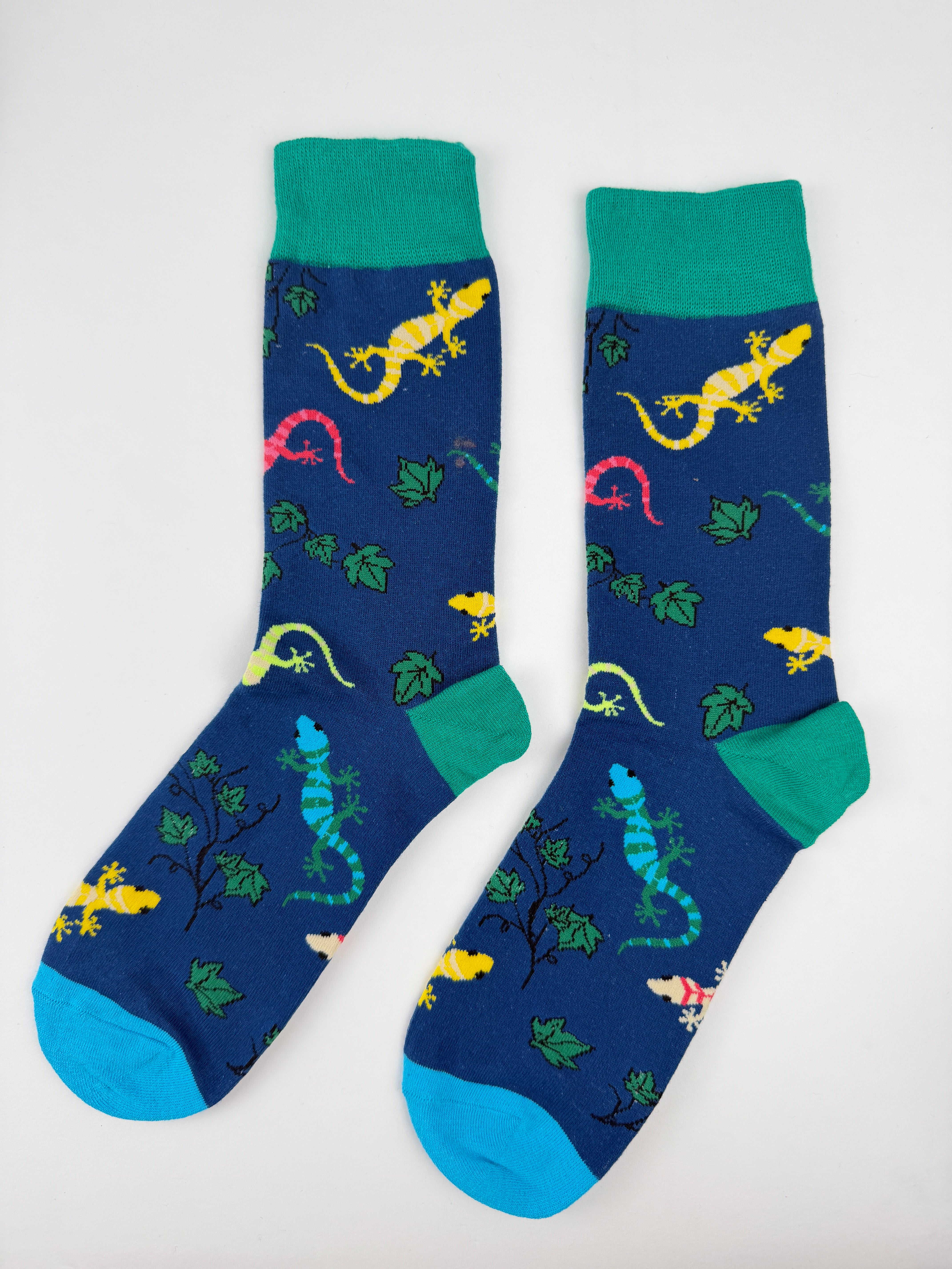 Animal – Colorful Lizard Navy Crew Socks