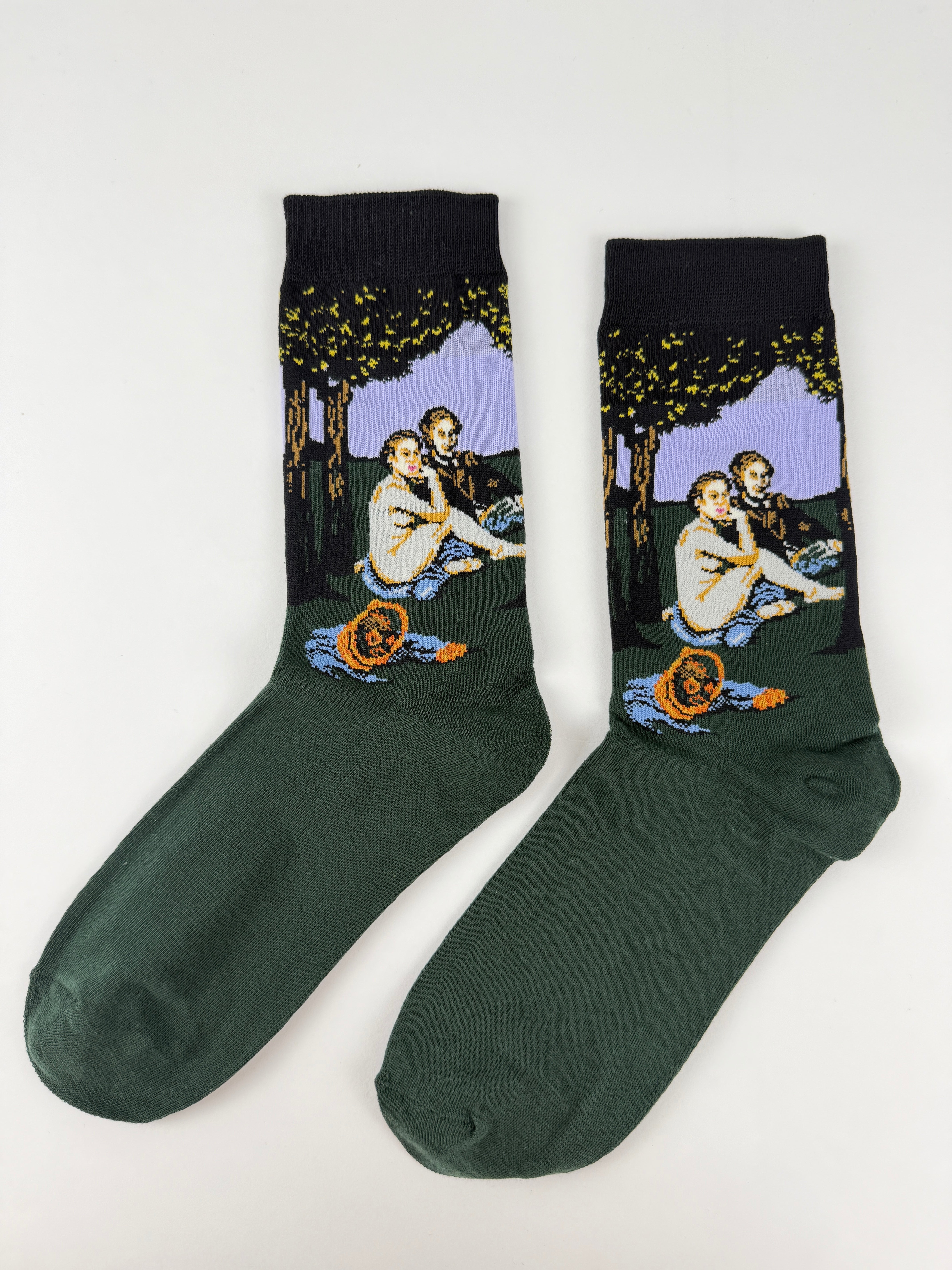 Oil Painting Collection – Classic Picnic Scene Art Crew Socks