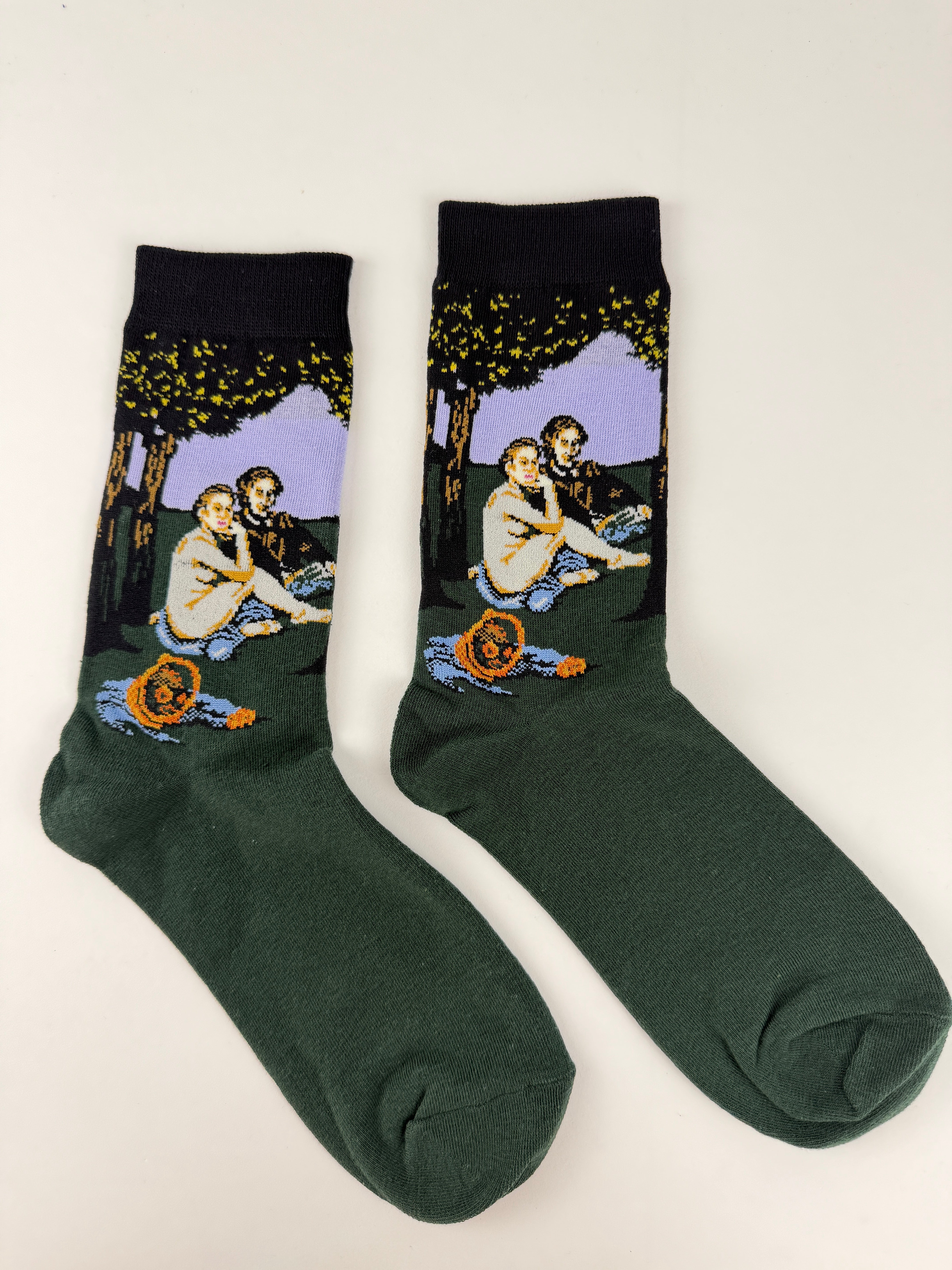 Oil Painting Collection – Classic Picnic Scene Art Crew Socks