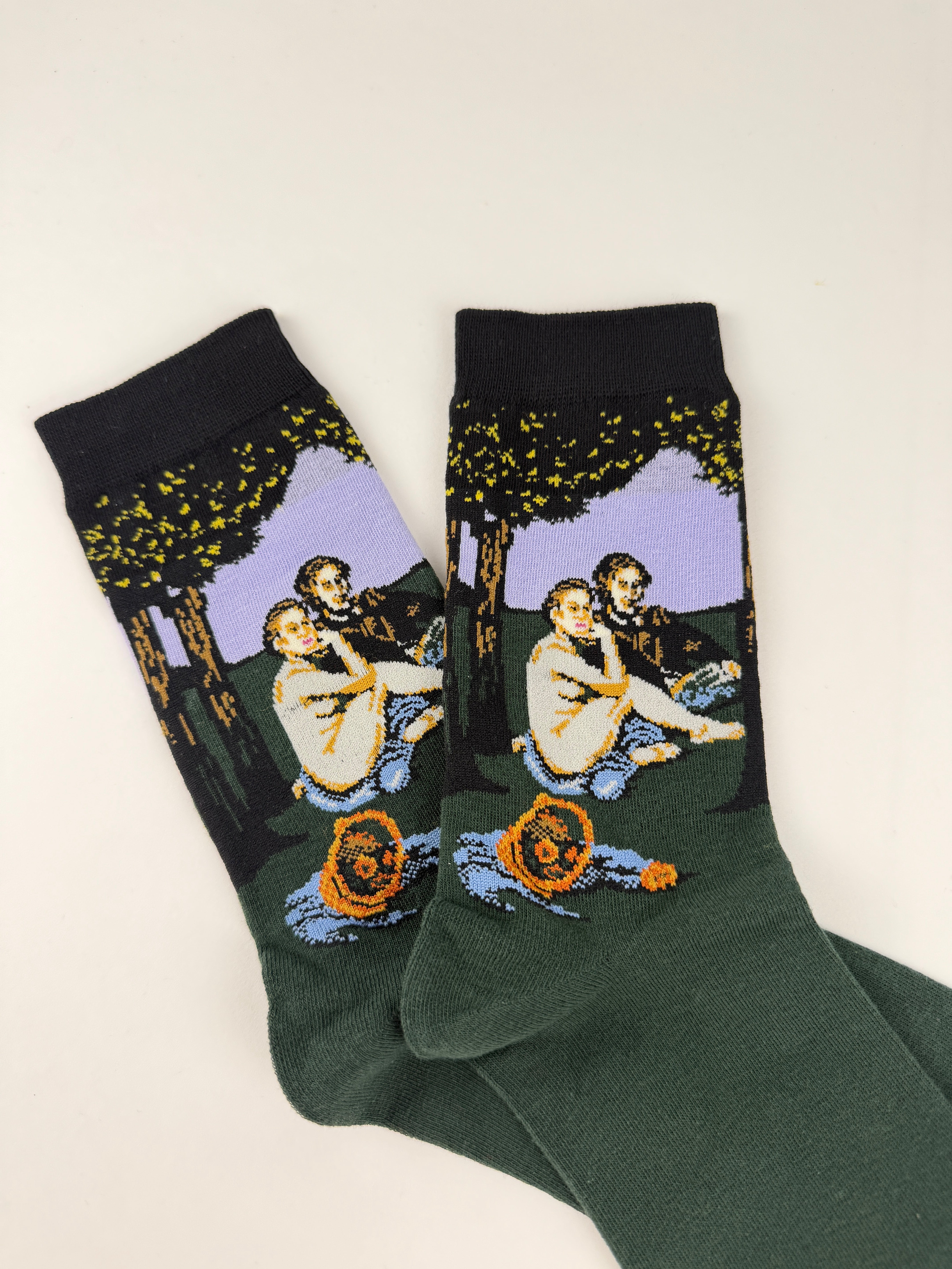 Oil Painting Collection – Classic Picnic Scene Art Crew Socks