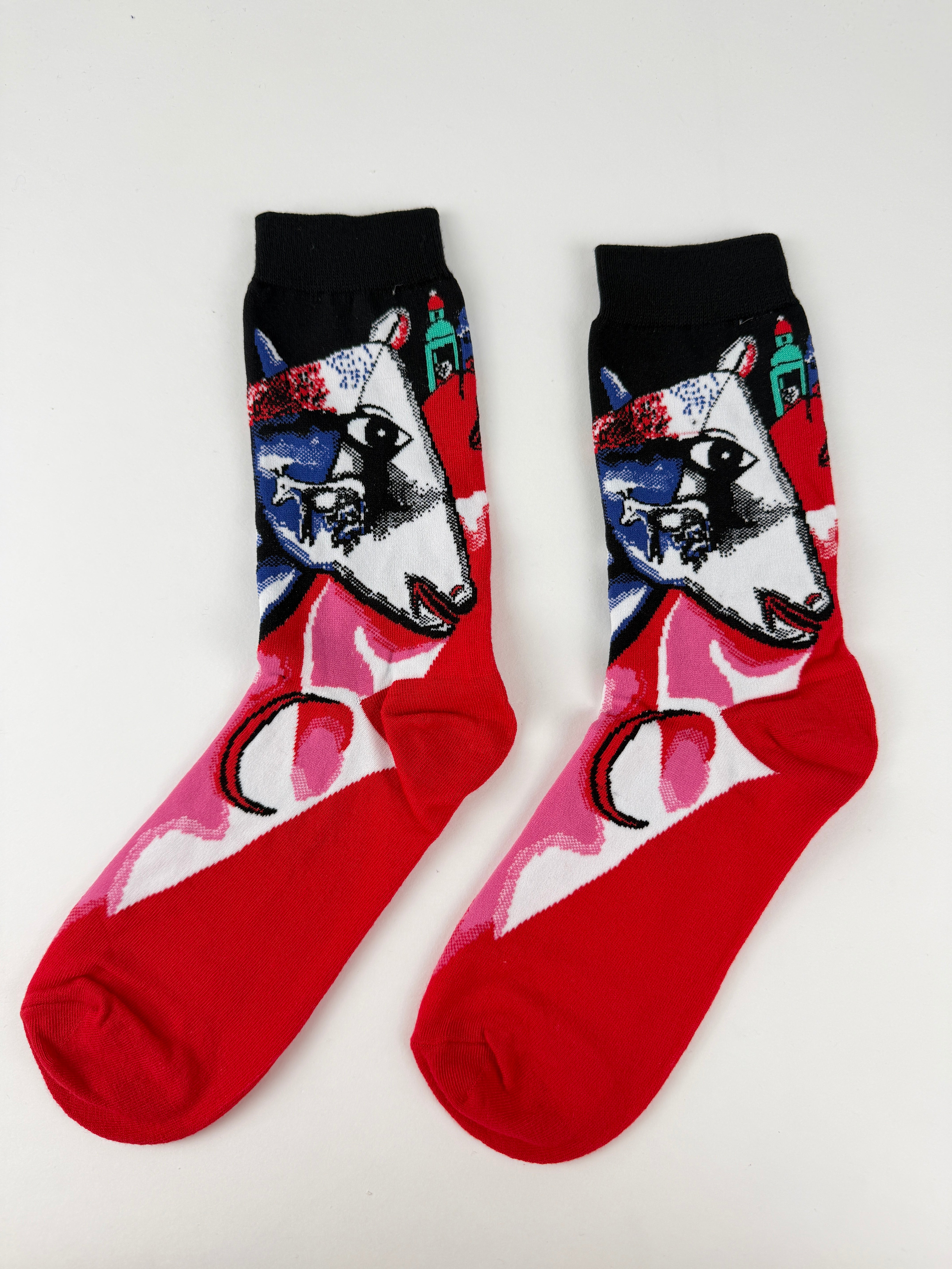 Oil Painting Collection – Abstract Cat Art Crew Socks