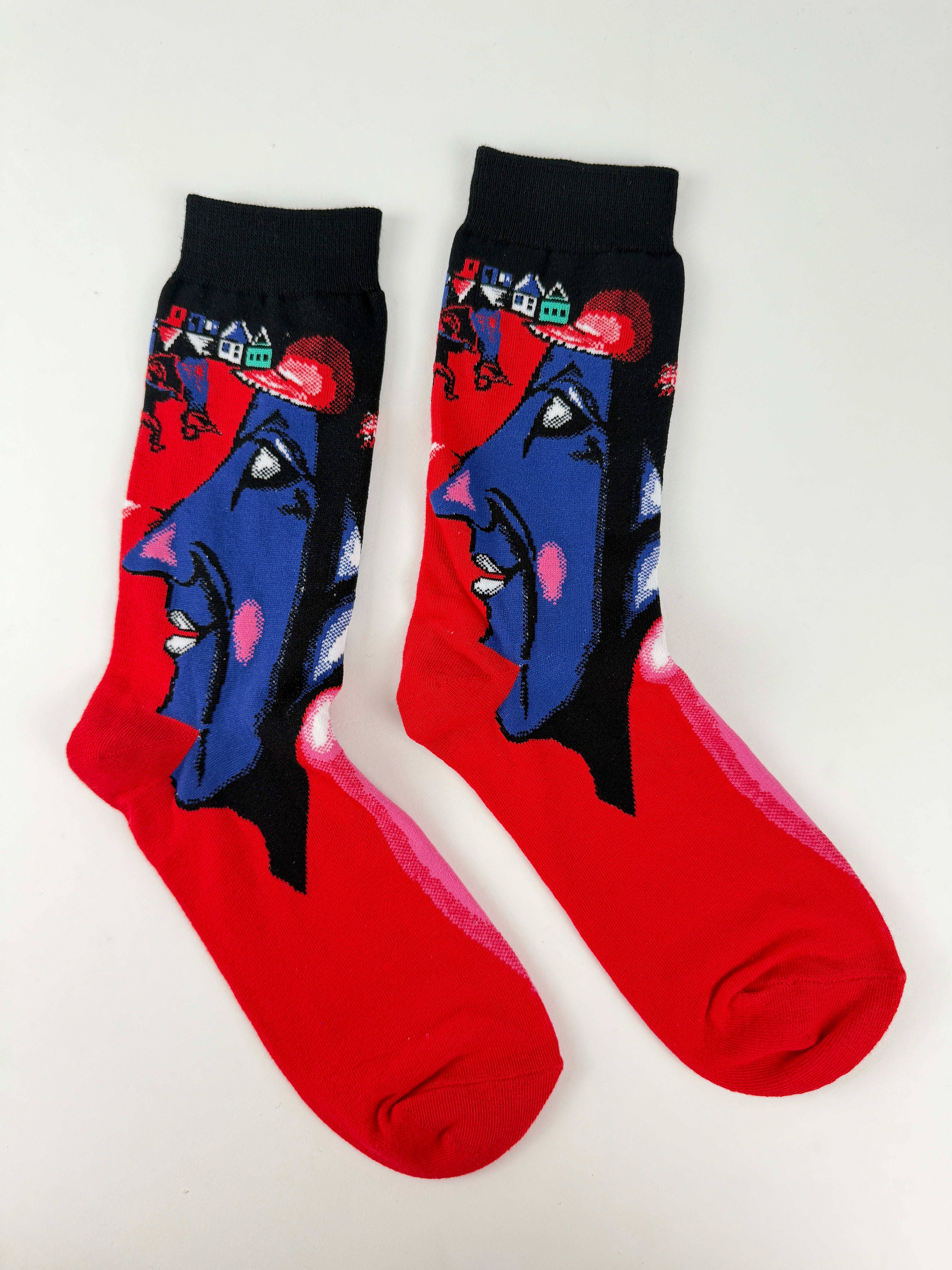 Oil Painting Collection – Abstract Cat Art Crew Socks