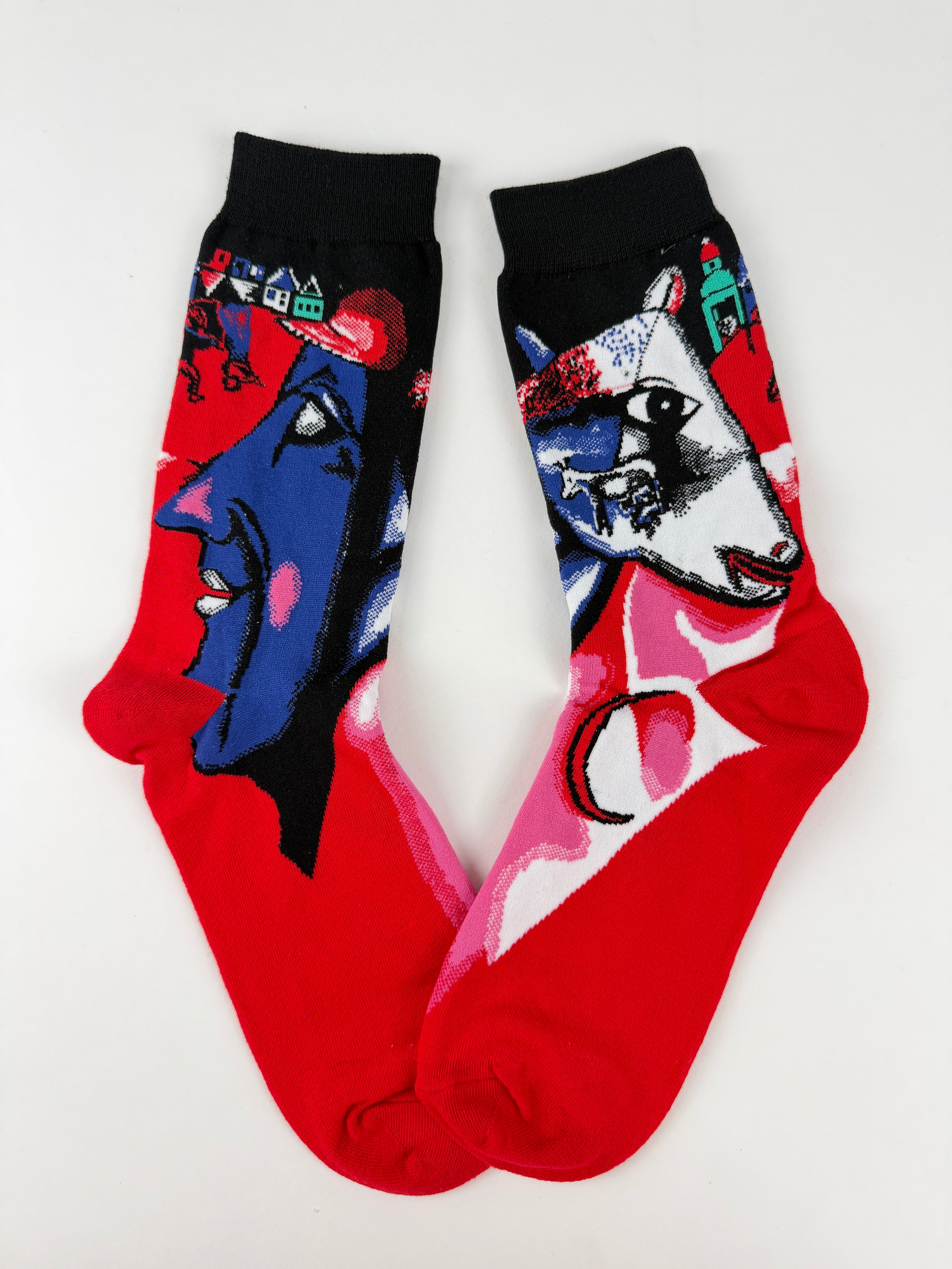 Oil Painting Collection – Abstract Cat Art Crew Socks