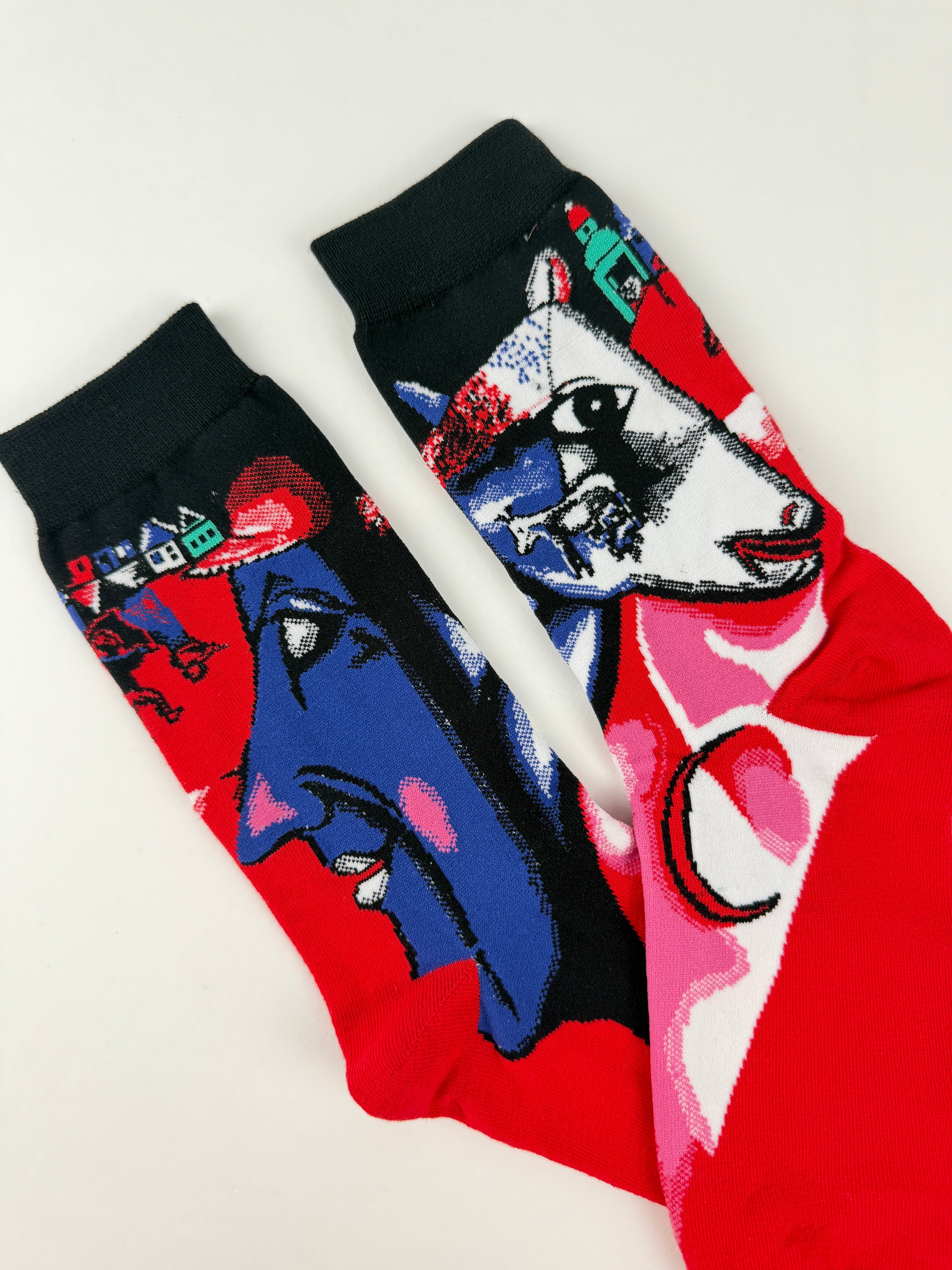 Oil Painting Collection – Abstract Cat Art Crew Socks