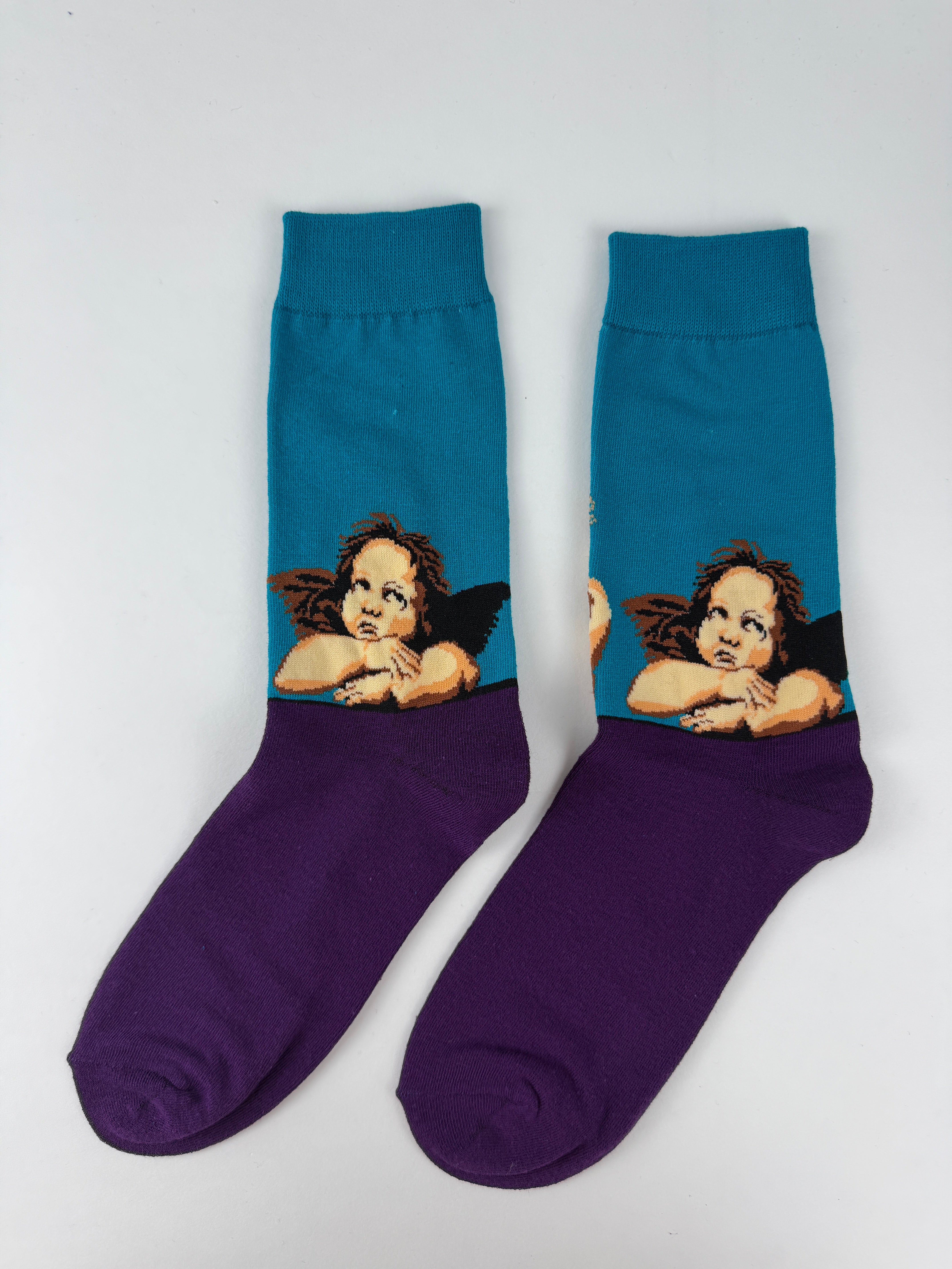 Oil Painting Collection – Renaissance Cherub Angel Art Crew Socks