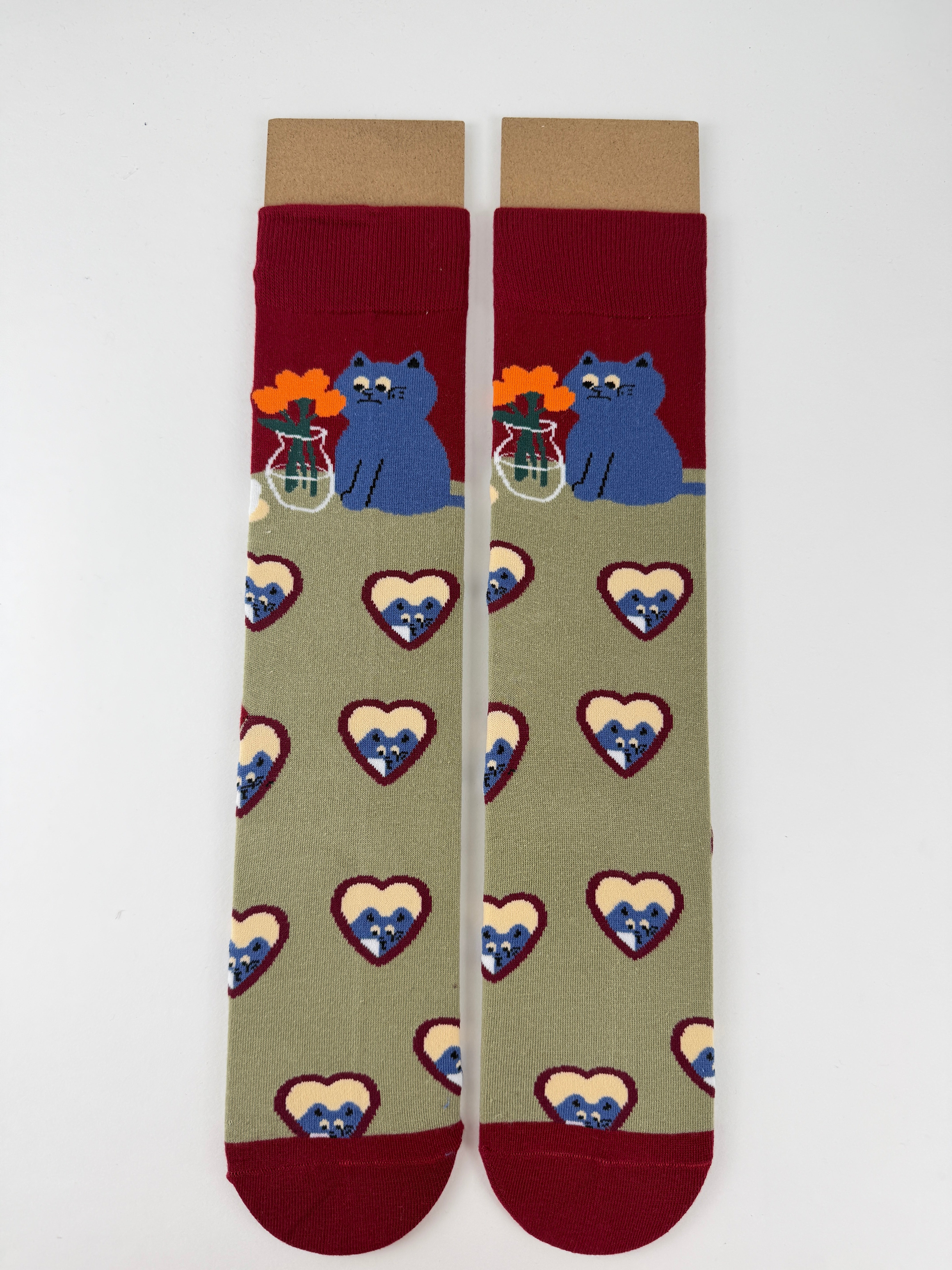 Cute Cat Heart Crew Socks