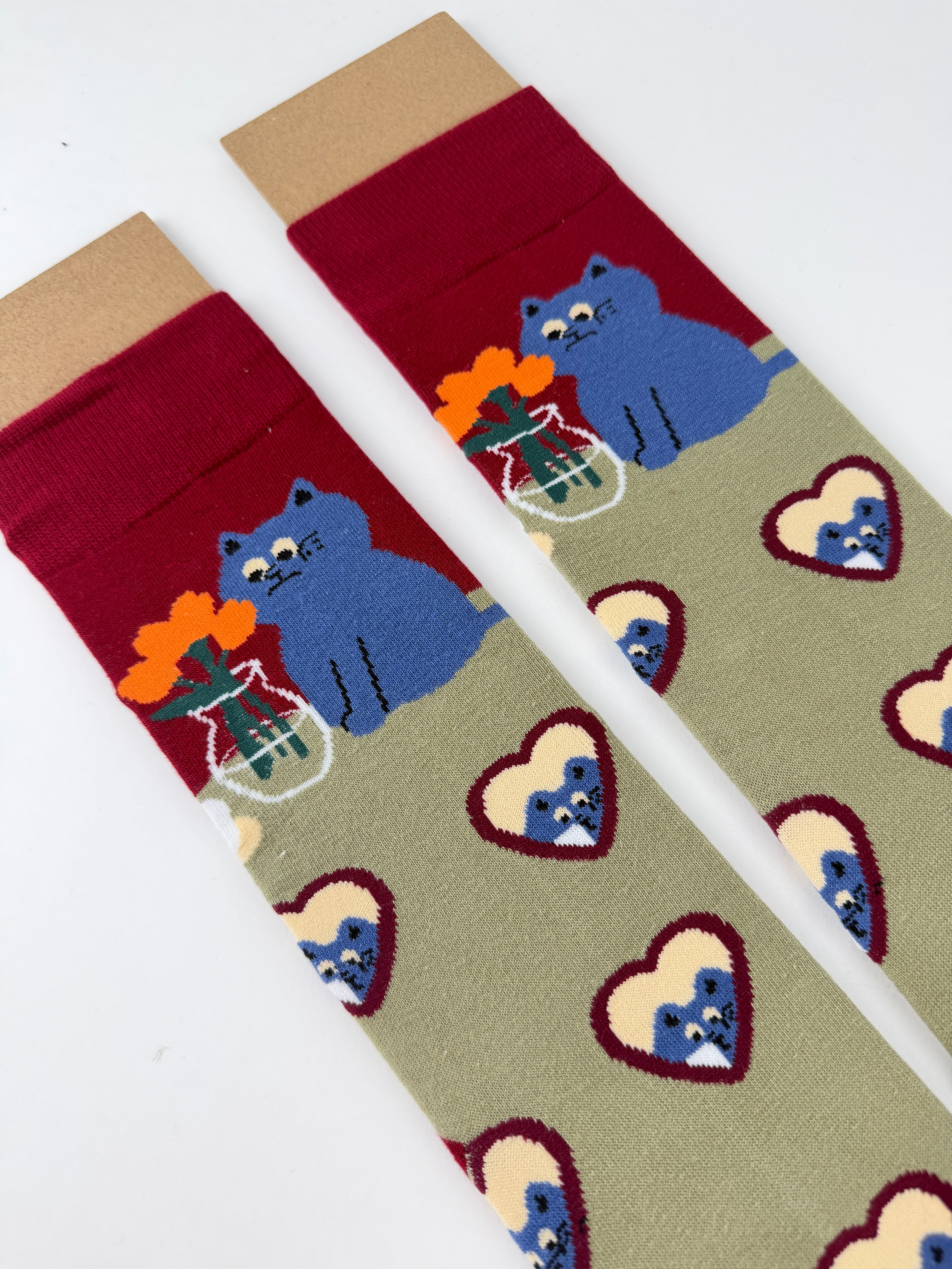 Cute Cat Heart Crew Socks