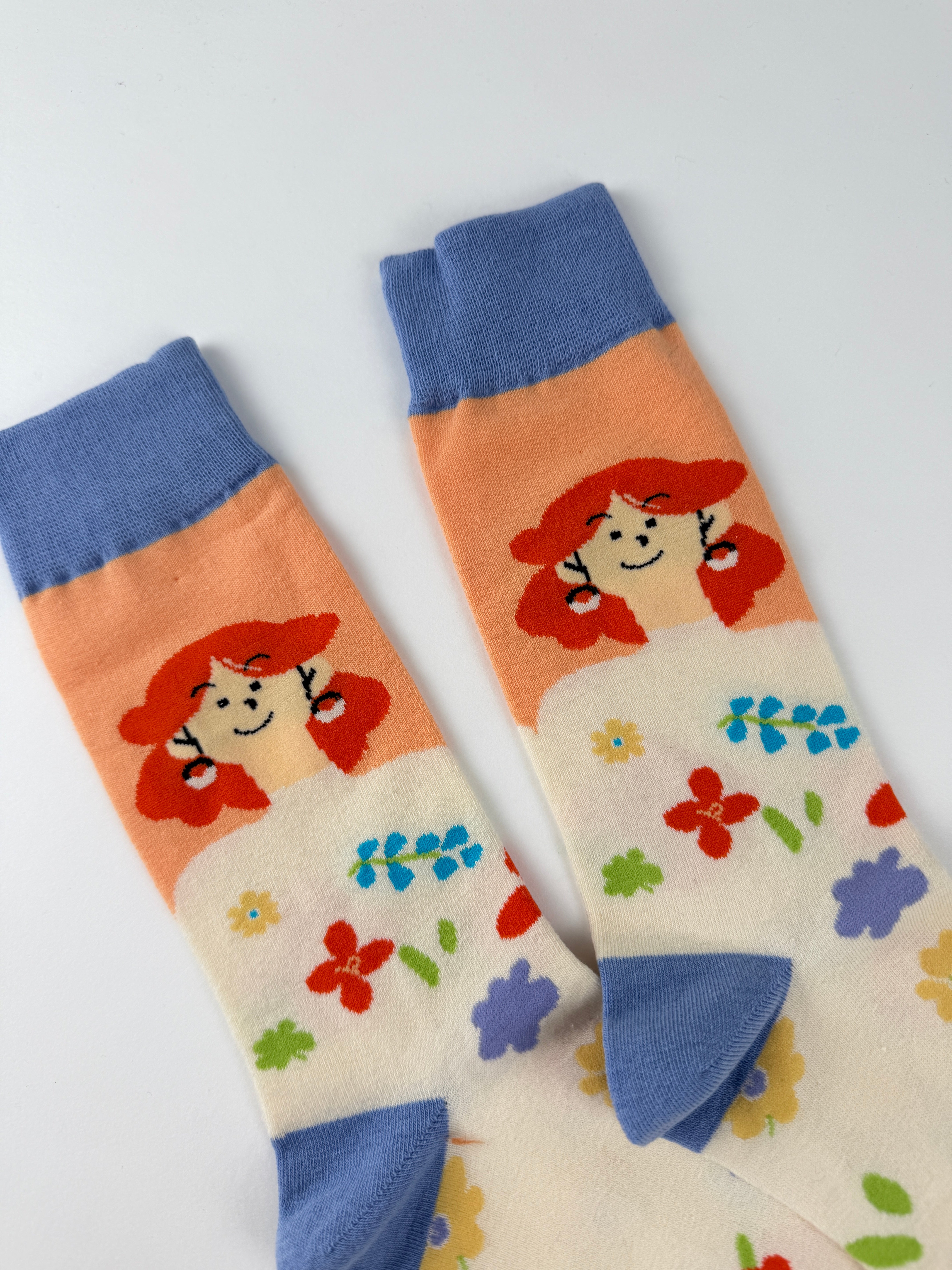 Illustration Collection – Girl in Flower Dress Crew Socks