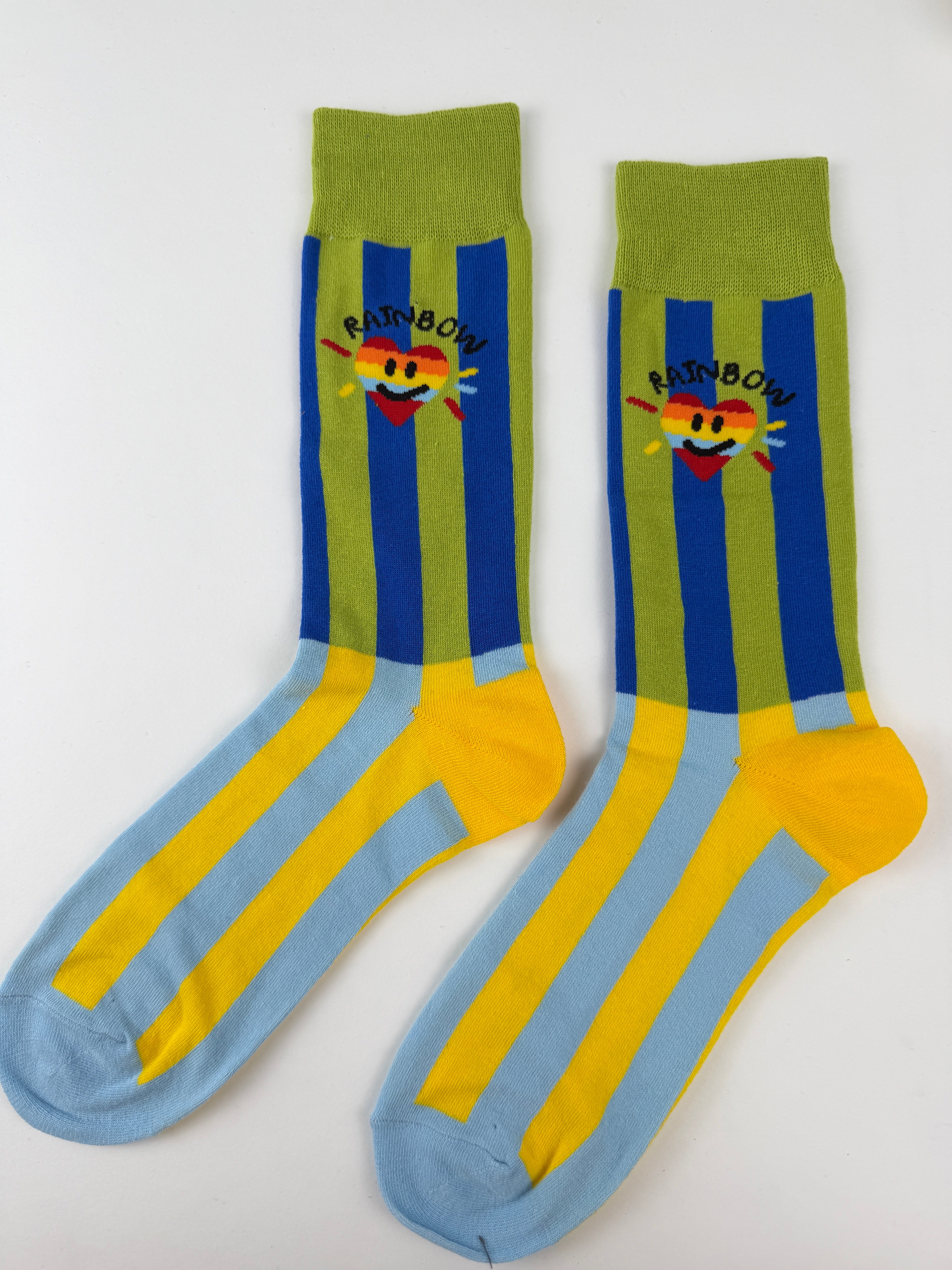 Valentine’s Socks – Rainbow Heart Striped Crew Socks Unisex